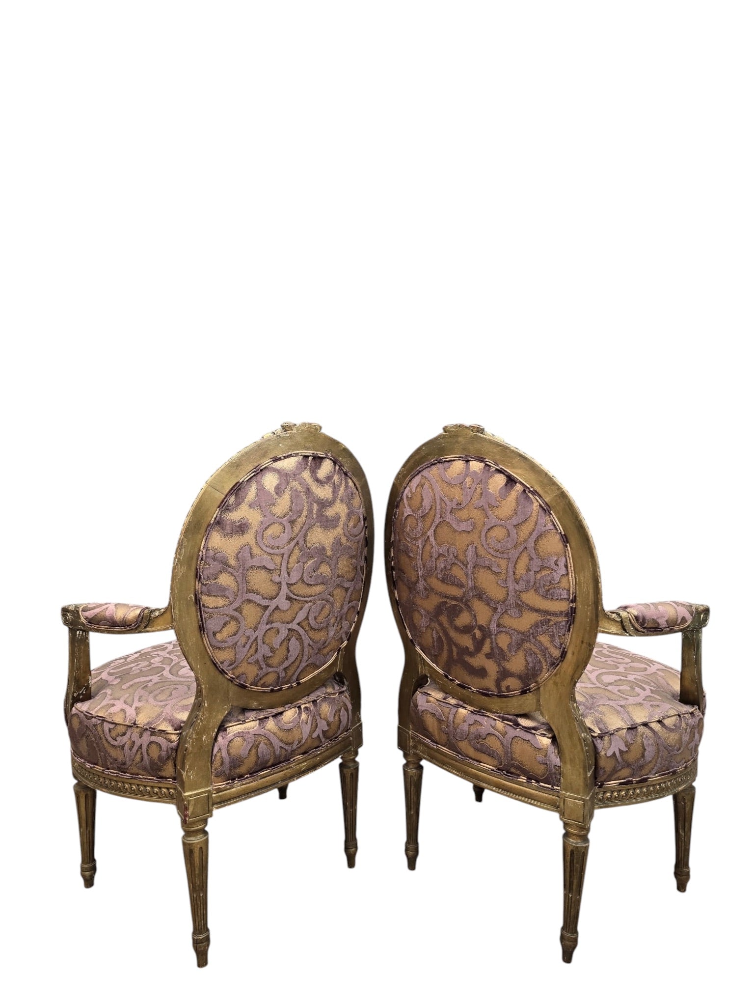 Antique French Louis XV Style Fauteuil Chairs Newly Reupholstered - Pair