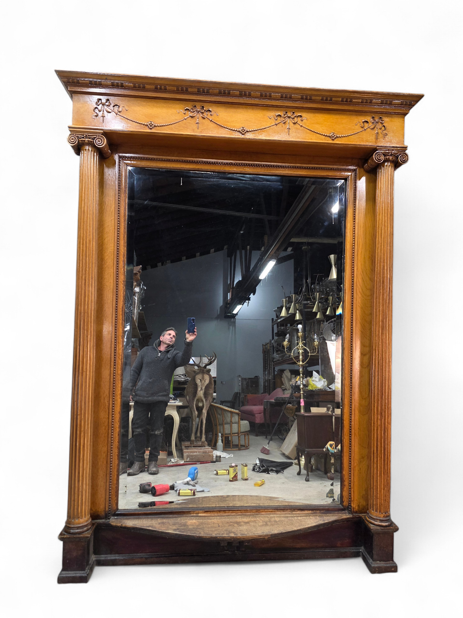 Antique Victorian Style Architectural Salvage Beveled Pier Mirror