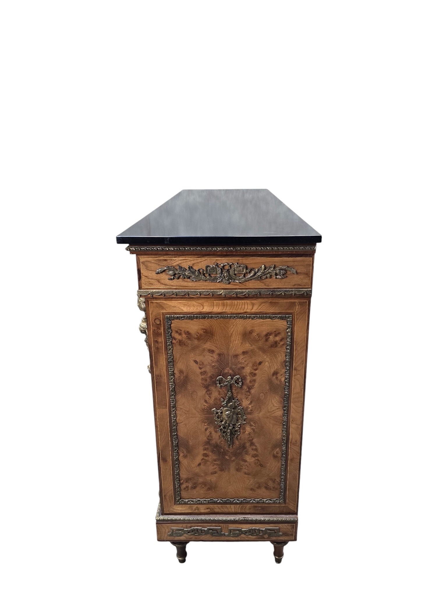 Antique French Louis XVI Style Bronze Mounted Marble Top Cabinet / Server