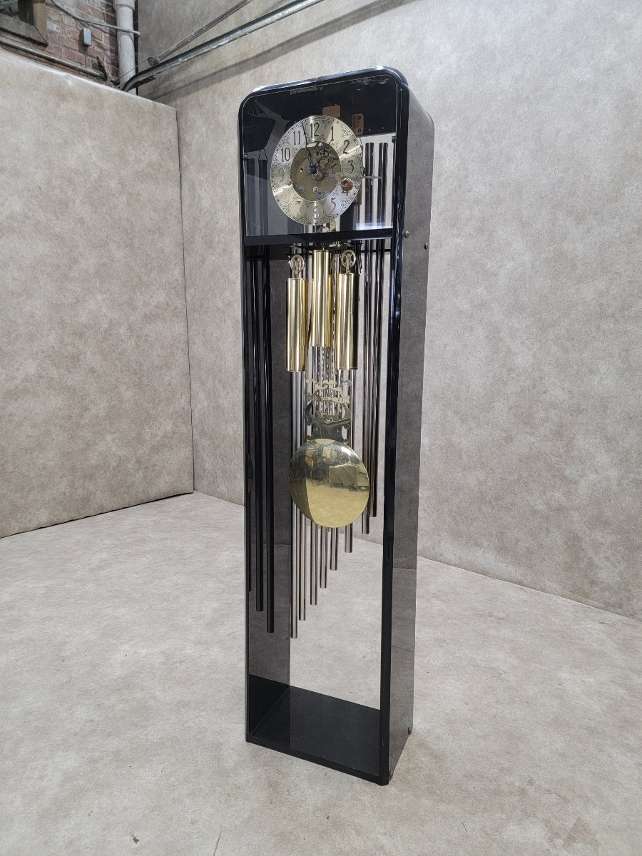 Vintage Modern German Hermle Black Forest Acrylic Cased 3 Chime Grandfather Clock