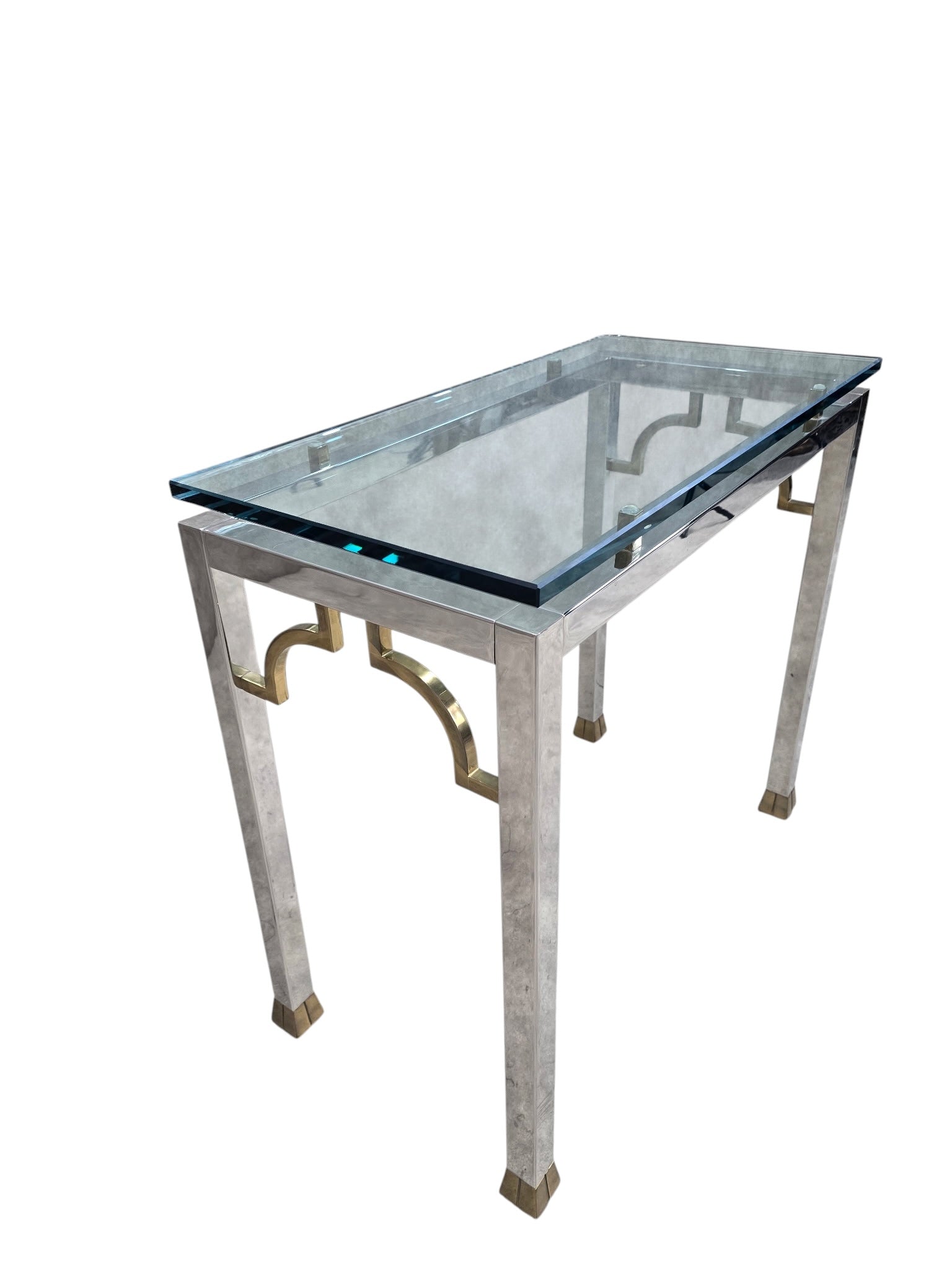 MCM Chrome and Glass Console Table
