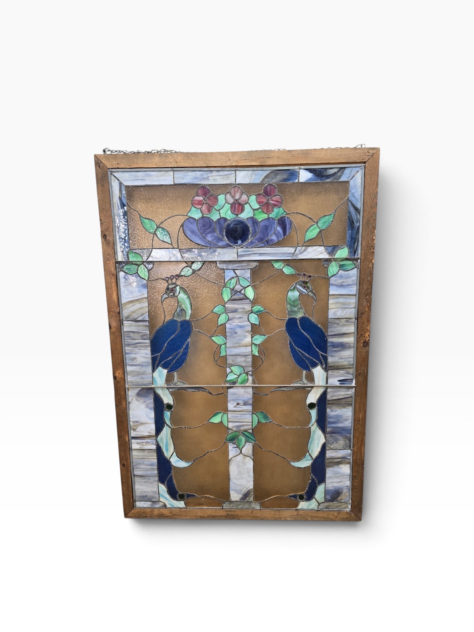 Peacock Design Stained Glass Window
