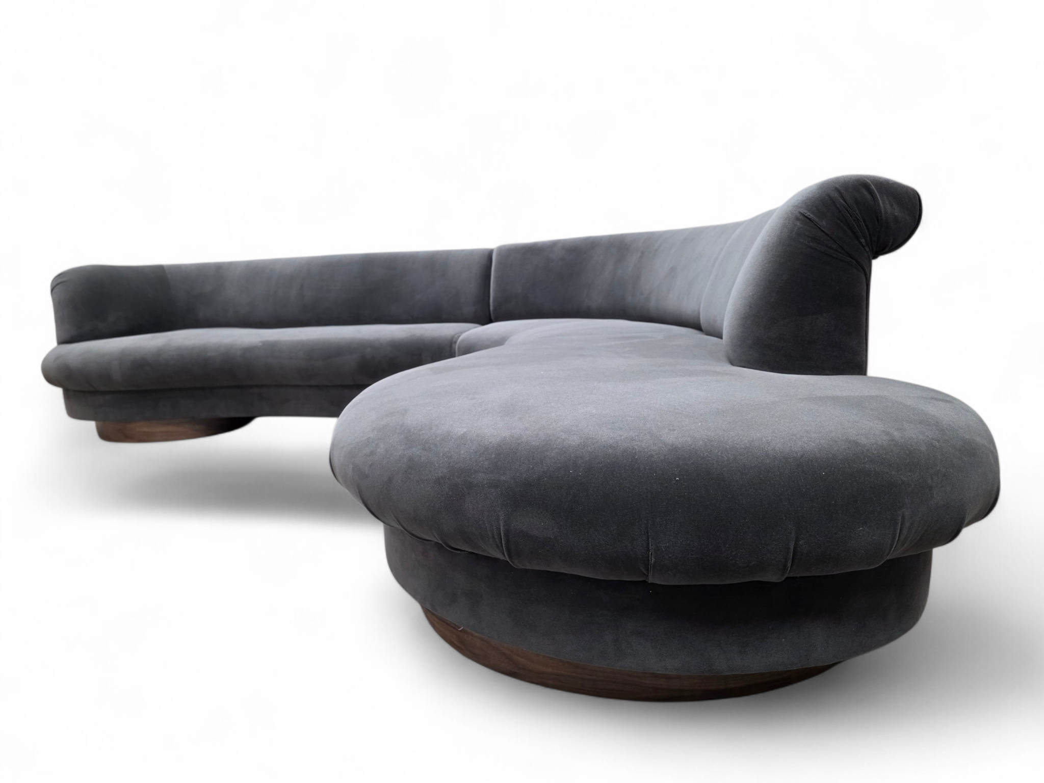 Postmodern Vladimir Kagan Style Serpentine Sectional Sofa Newly Reupholstered