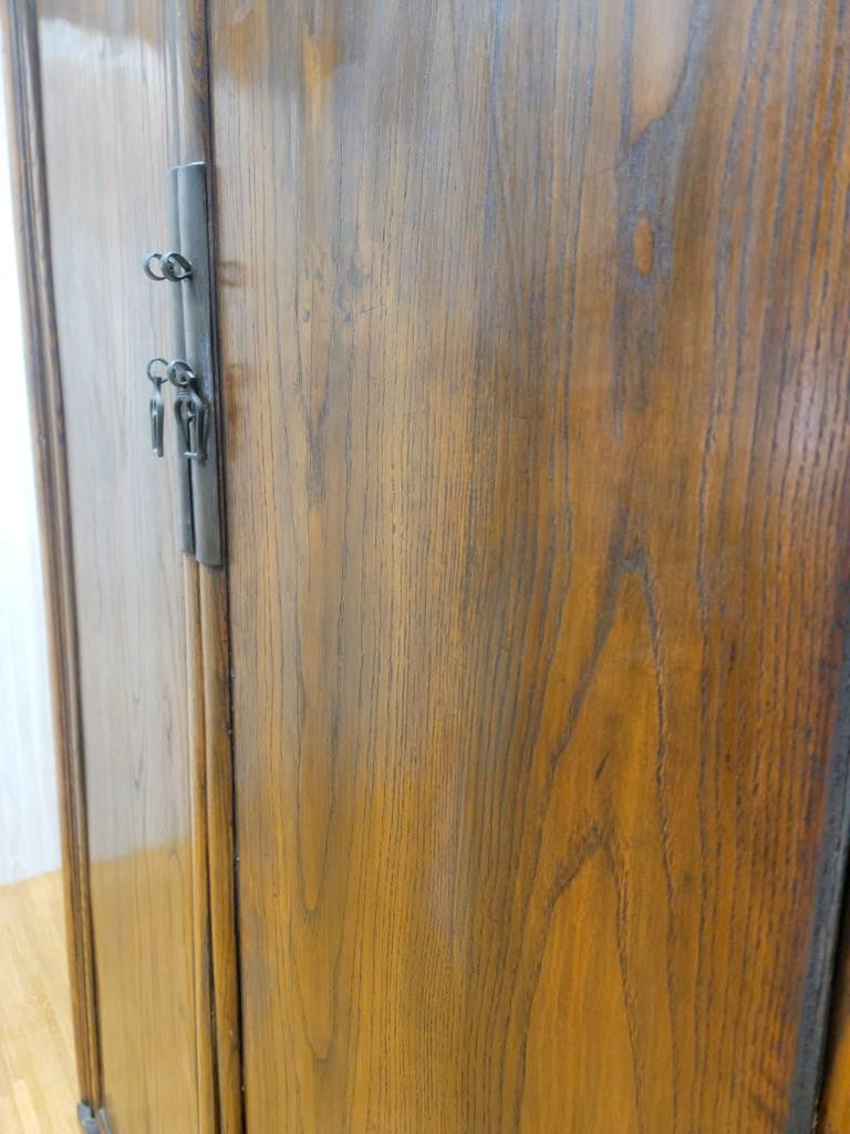 Antique Shanxi Province Elm 2 Door Cabinet with Original Patina and Clear Lacquer
