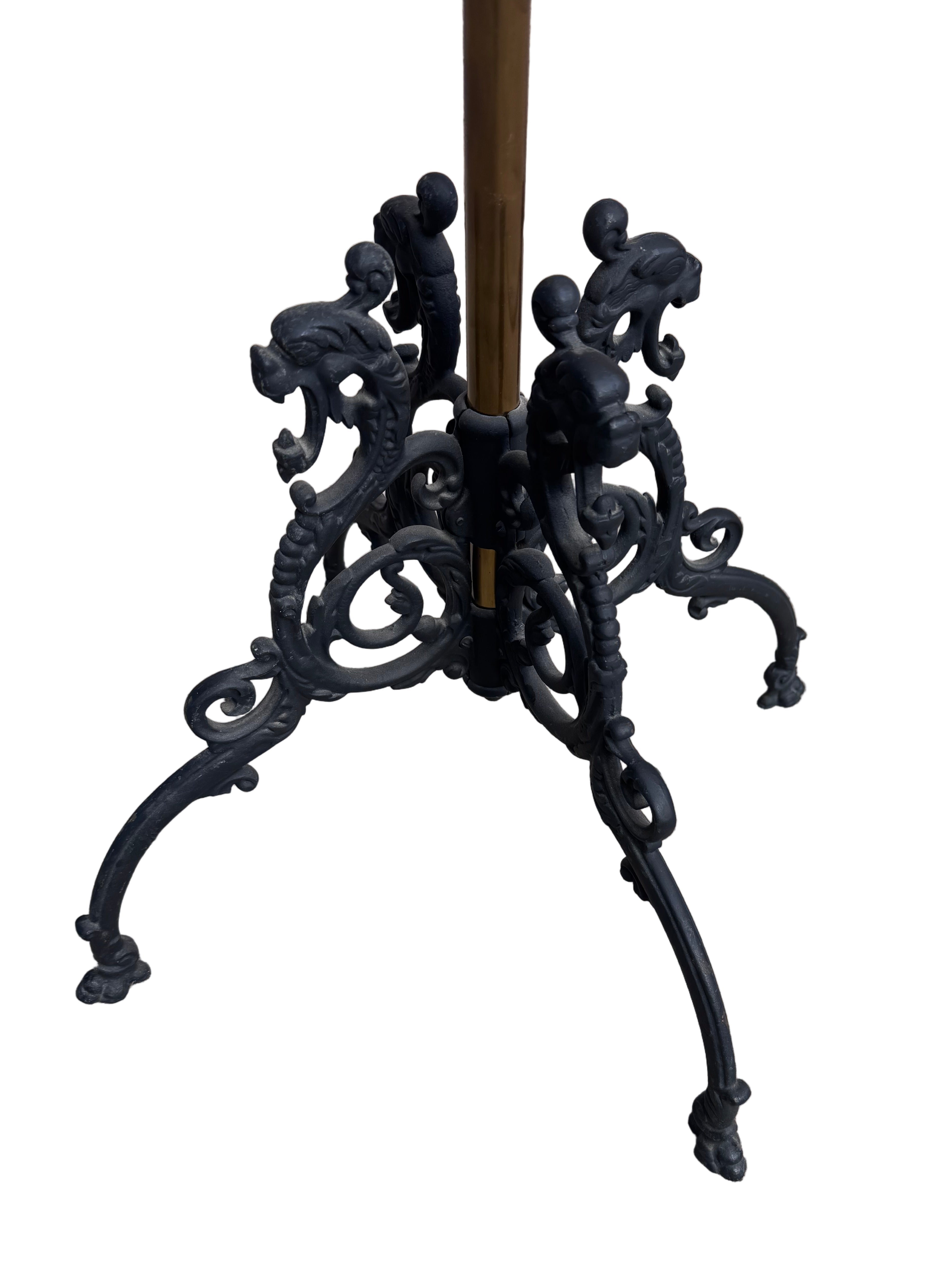 Antique Victorian Federal Style Brass, Wood and Wrought Iron Coat Rack with Eagle Finial