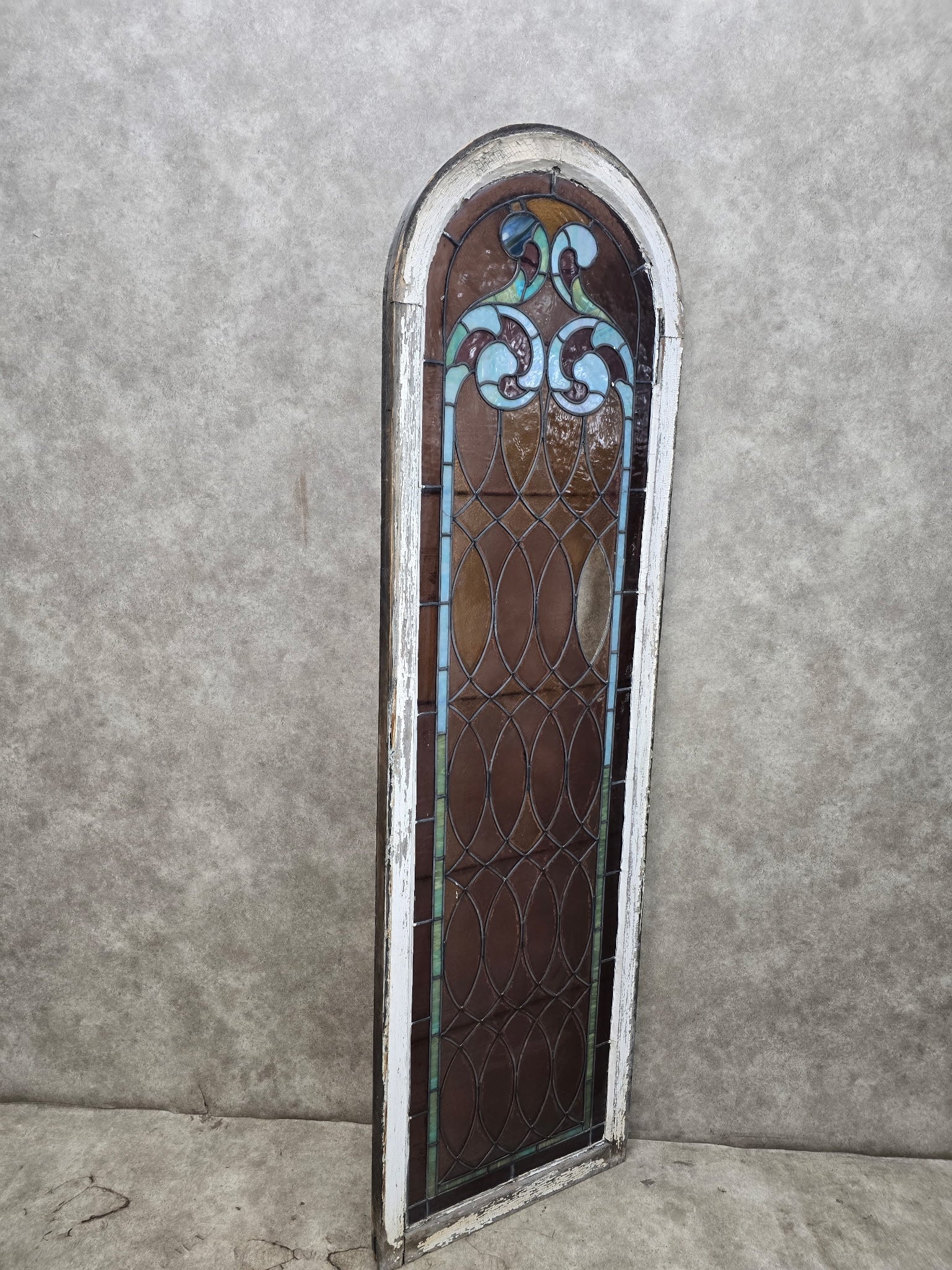 Antique Gothic Arched Stained Glass Church Window
