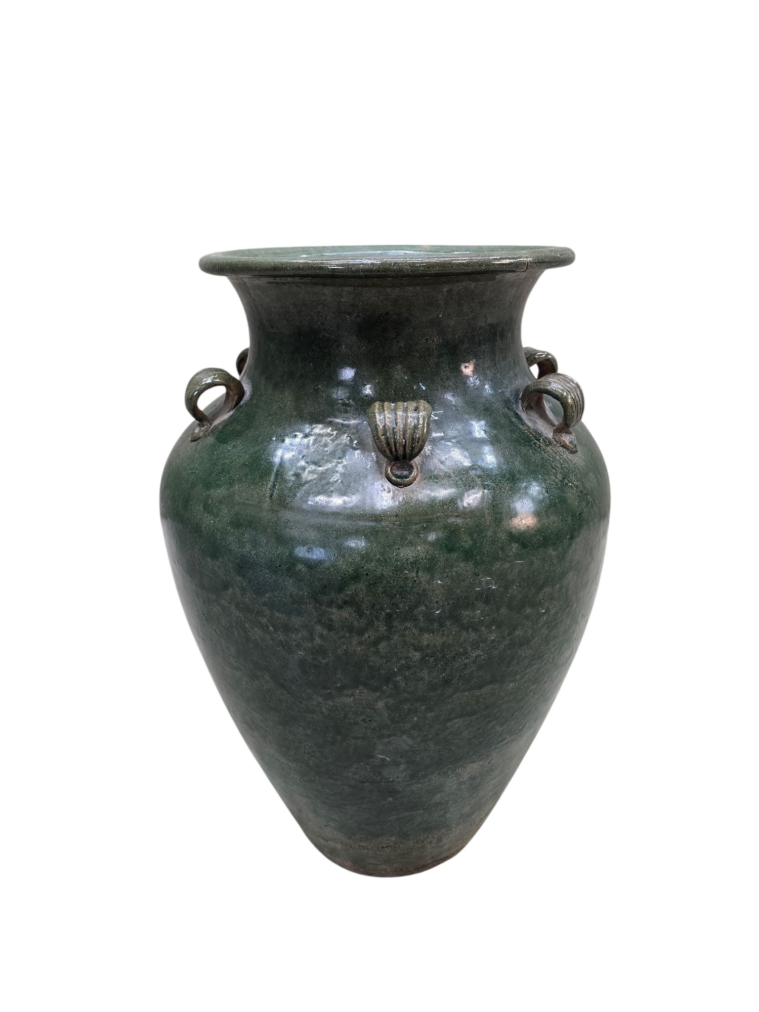 Antique Stoneware Green-Glazed Mataban Jar Vase