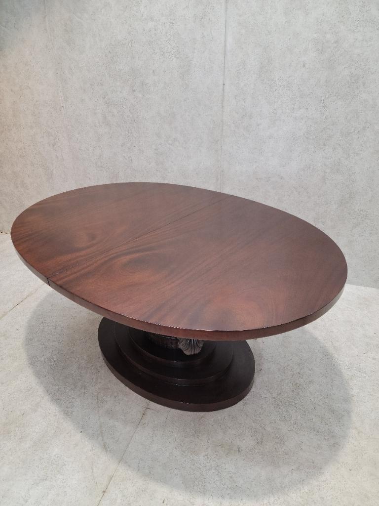Vintage Art Deco Carved Acanthus Leaf Oval Dining Table by Dorothy Draper