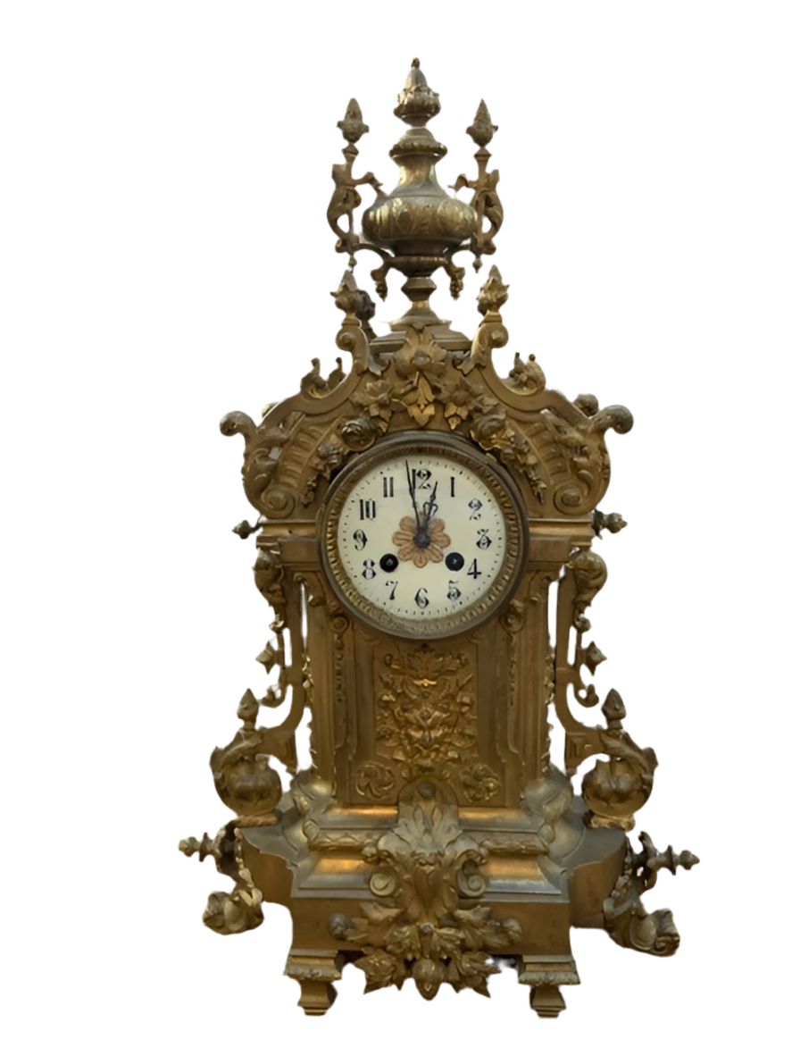 Antique Art Nouveau Mantle Clock and Candelabras - Garniture Set