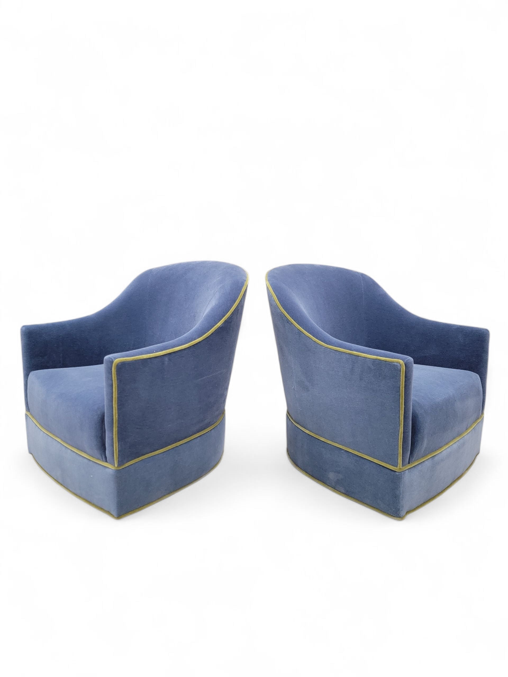 Mid Century Modern Harvey Probber Style Barrel Back Swivel Club Chairs Newly Reupholstered - Set of 4