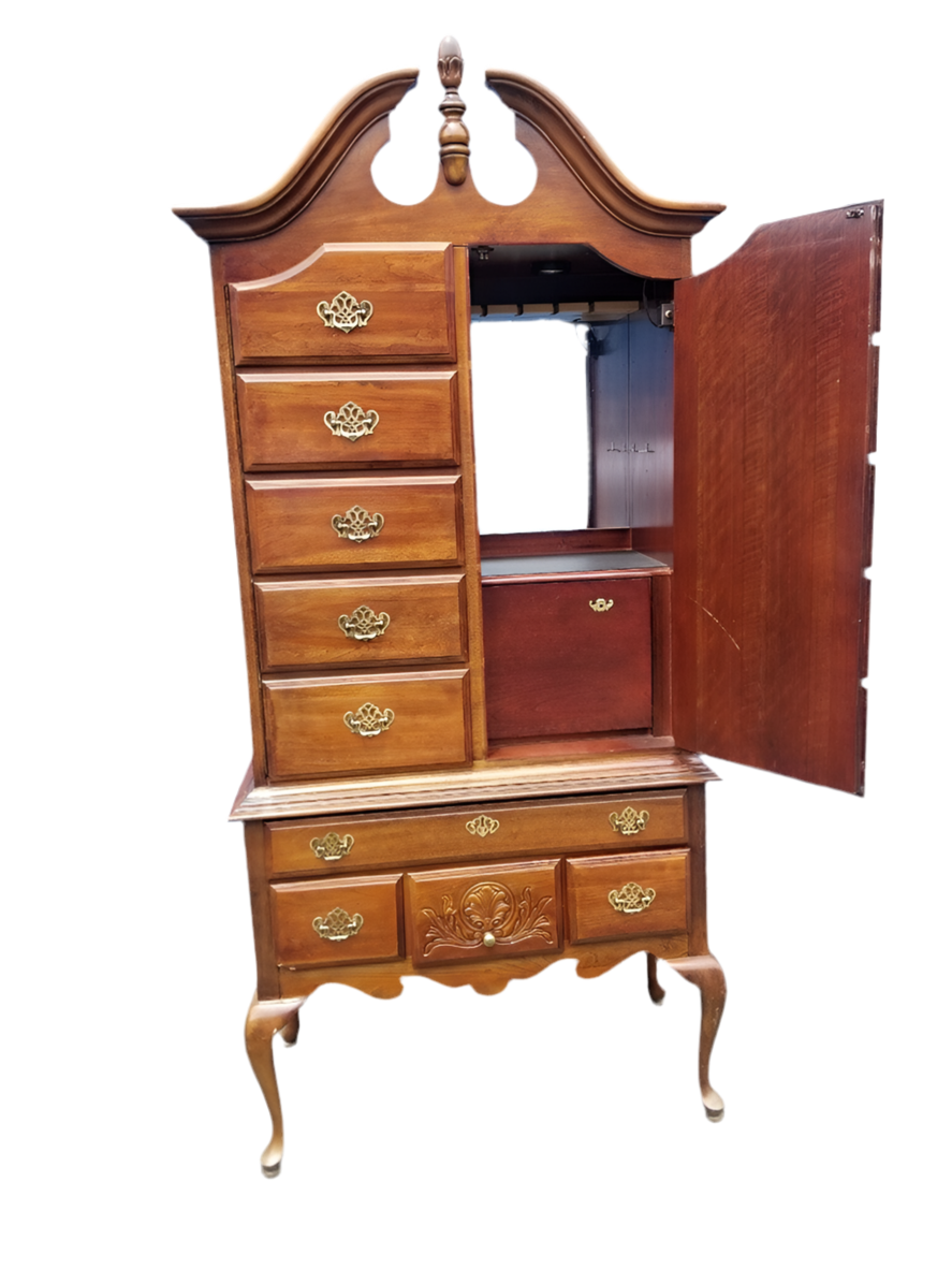 American Drew Traditional Highboy Chest Designed Into Liquor Cabinet