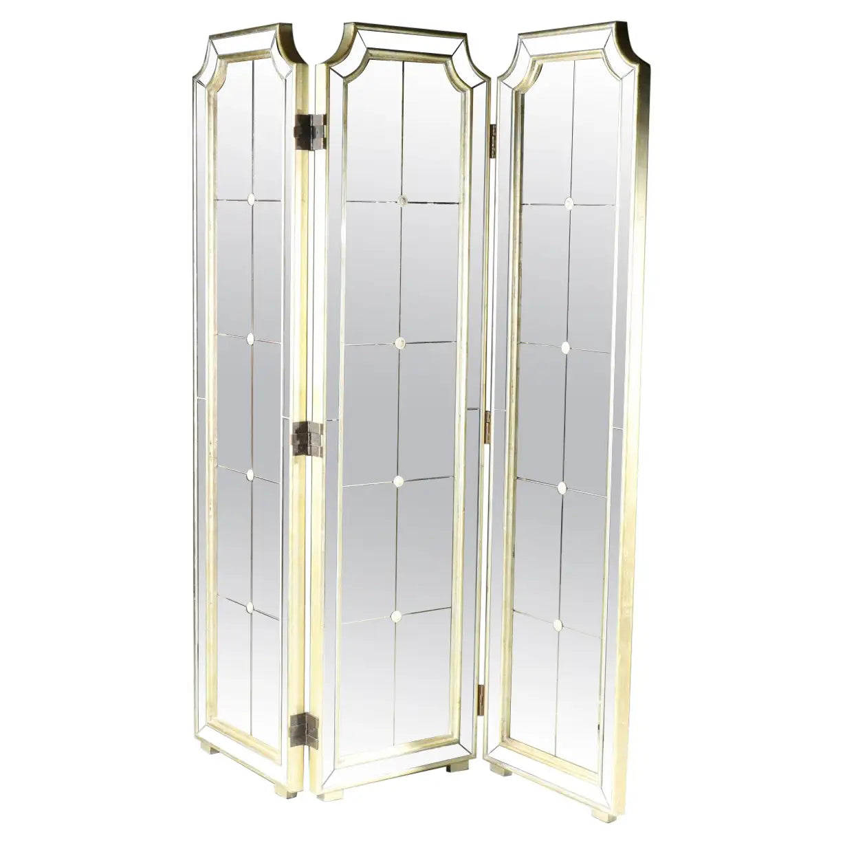 Hollywood Regency Art Deco Mirrored 3 Panel Folding Screen