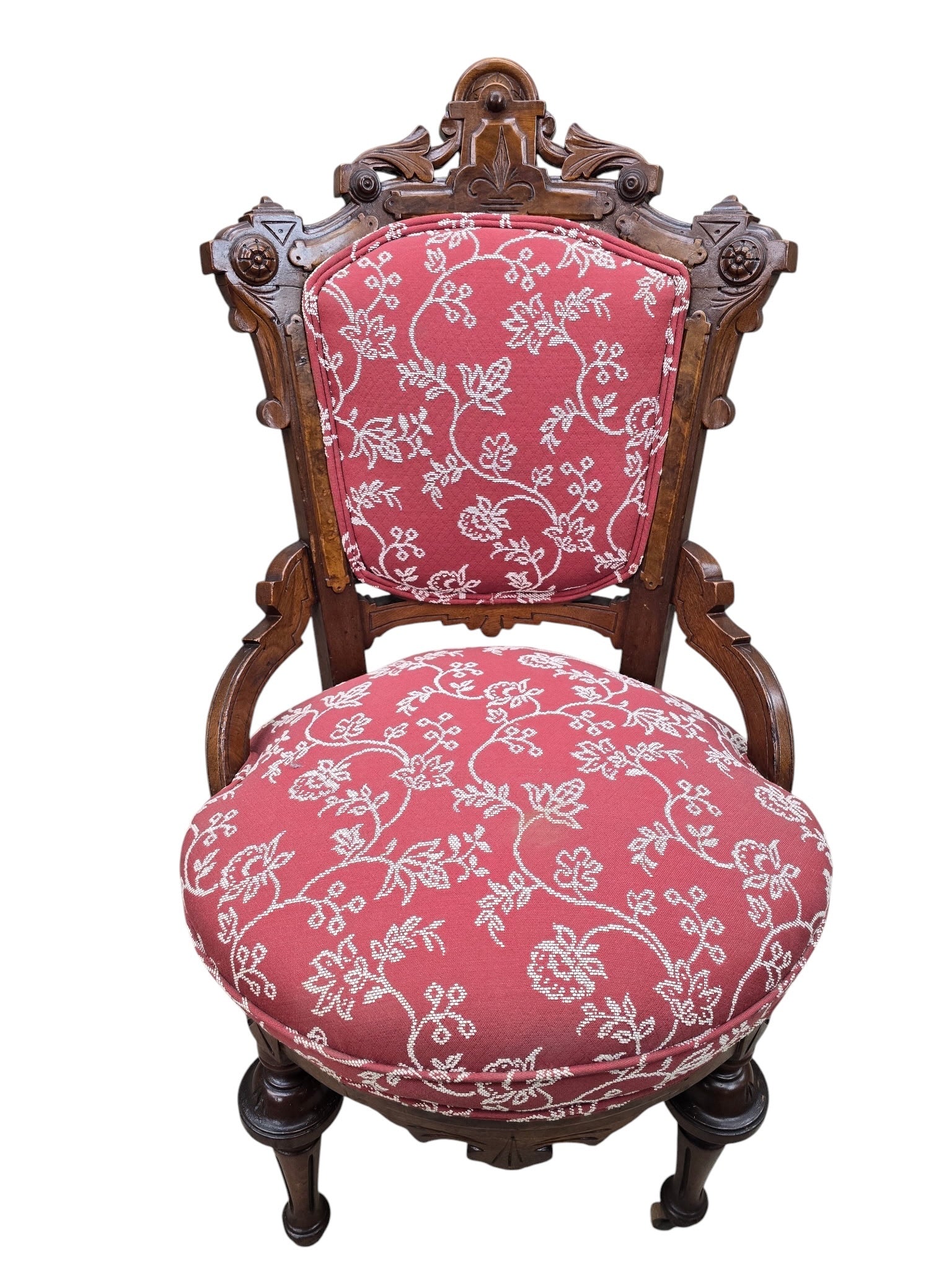 Antique Victorian Carved Walnut Parlor Chairs - Pair