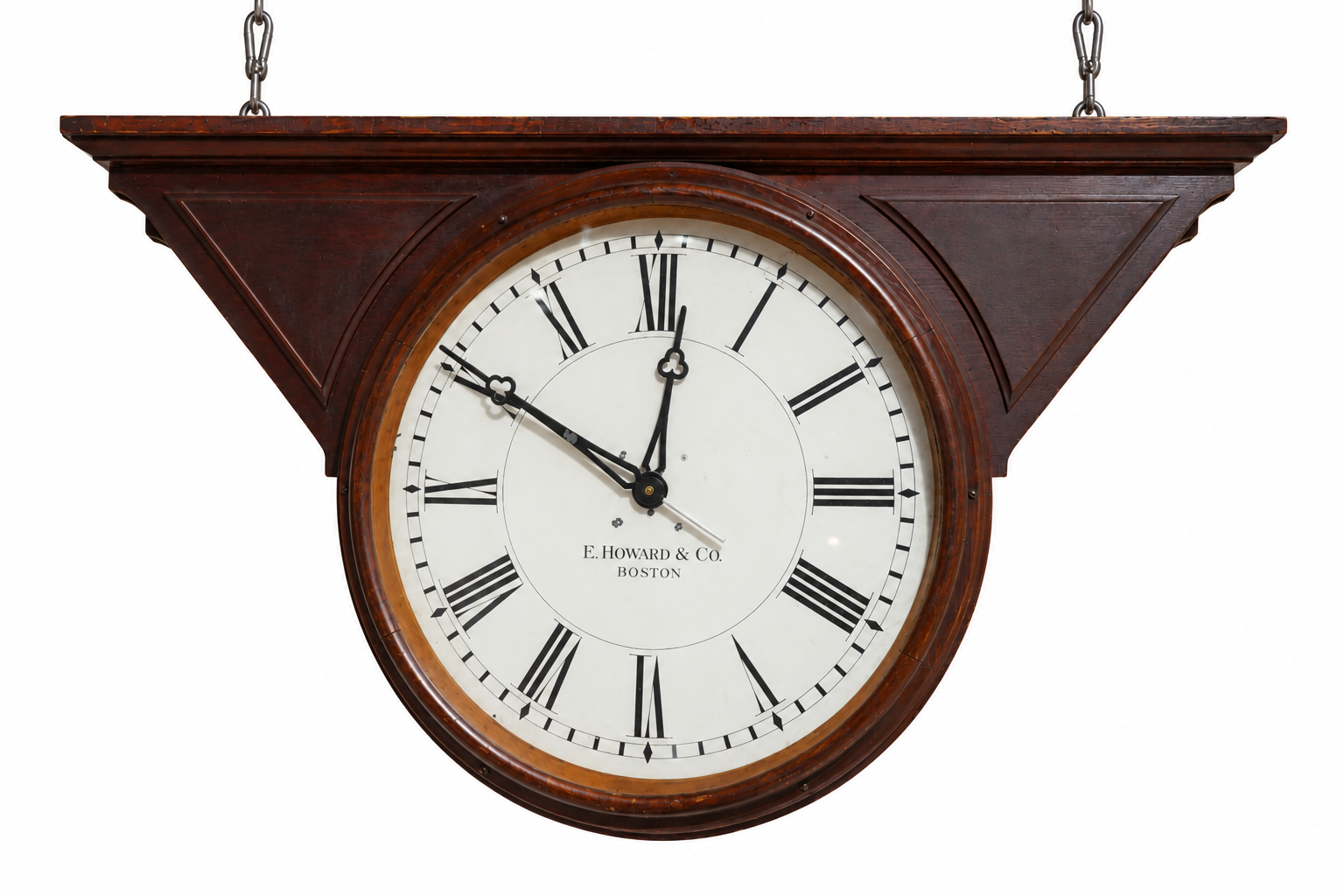 E. Howard & Co. Boston Double-Sided Wall Clock in Architectural Wood Case