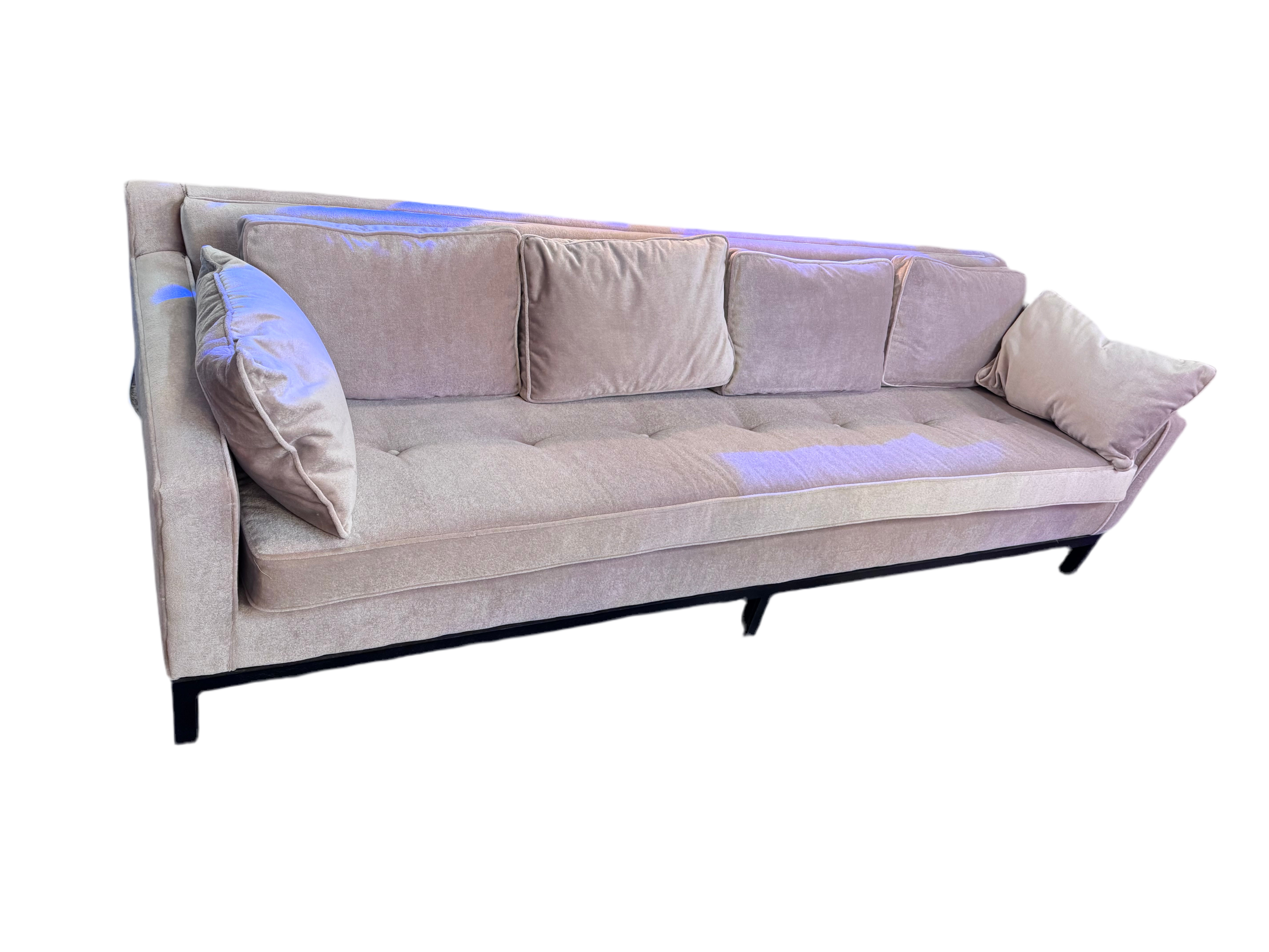 Mid Century Modern Dunbar Sofa Newly Reupholstered in Mohair