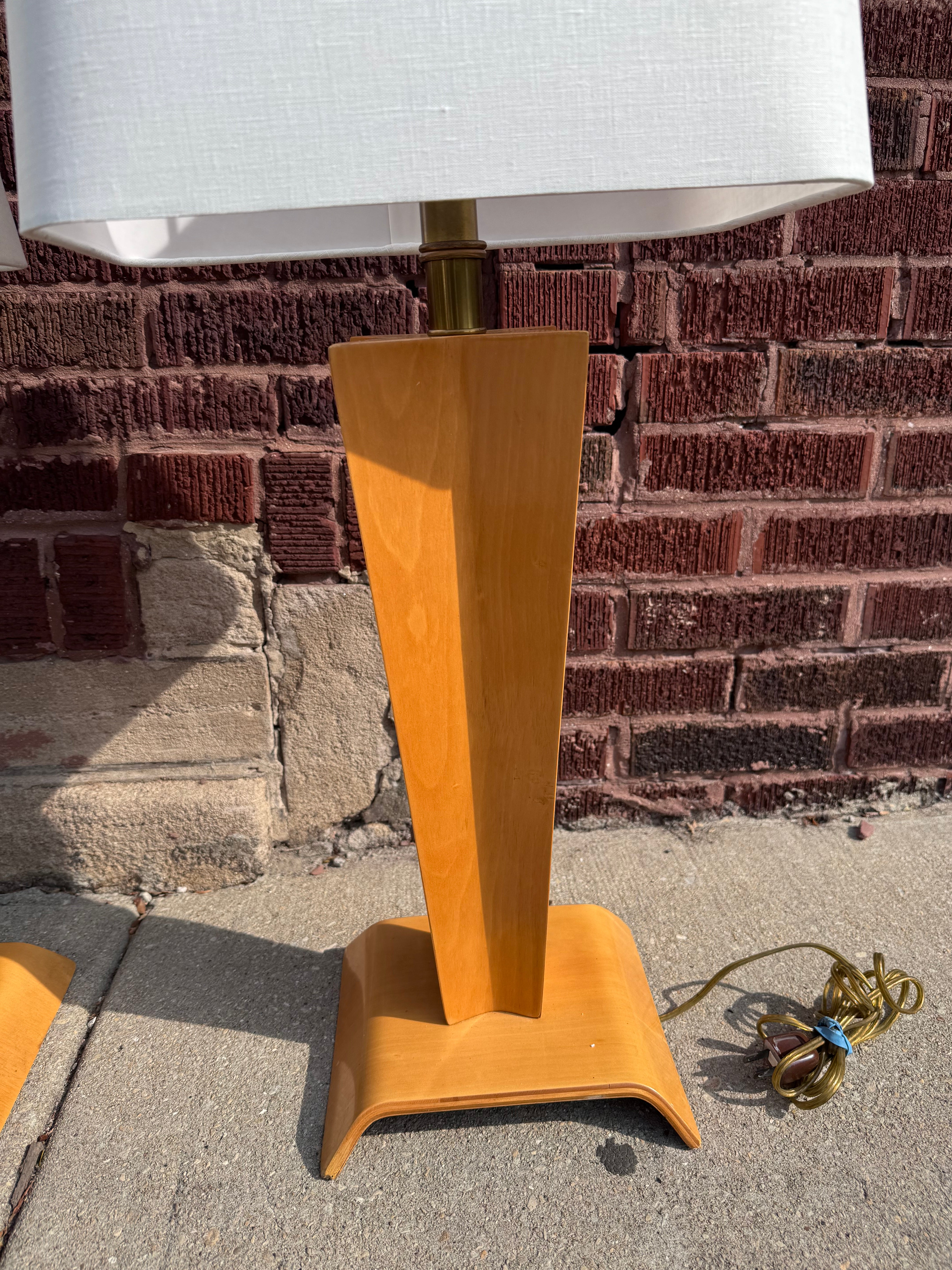 Postmodern Art Deco Style Bentwood Table Lamps - Pair