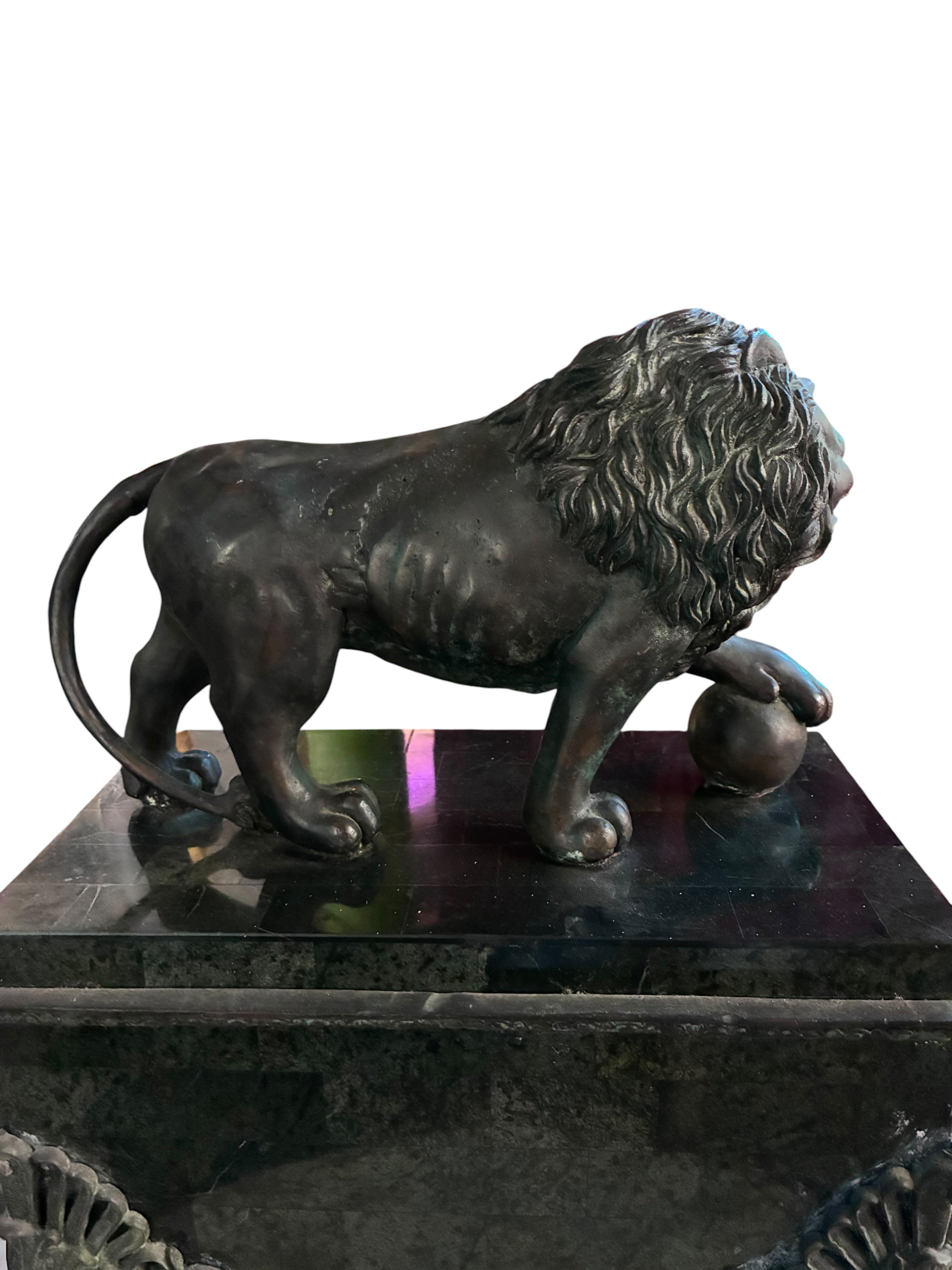 HOLD - Antique French Marble Lion Mantel Clock