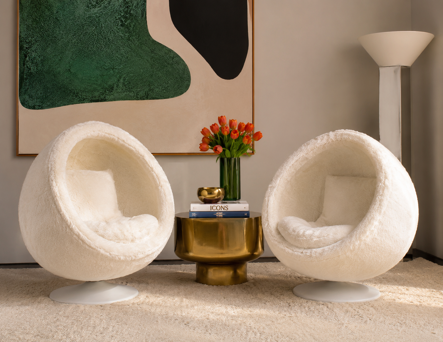 Modern Atomic Space Age Style Orbit Swivel Pod Chair by RH Teen - Pair