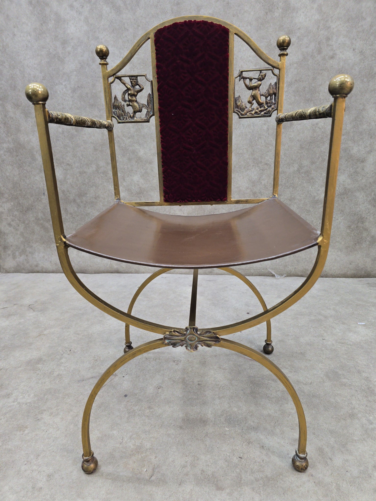 Antique Art Deco Oscar Bruno Bach Finely Detailed Bronze Savonarola Chair