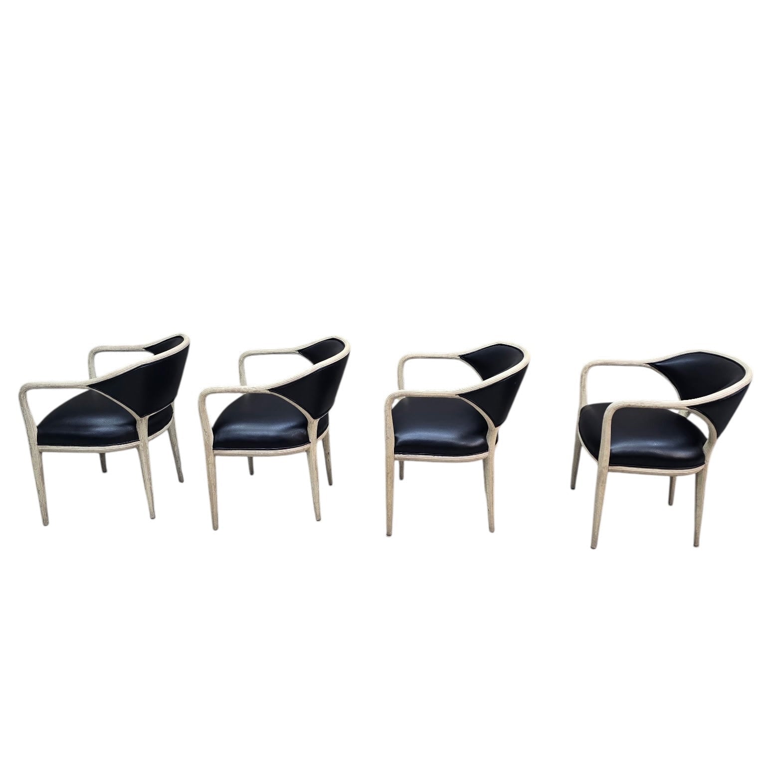 Modern Contemporary Textured Barrel Back Dining Armchairs – 4