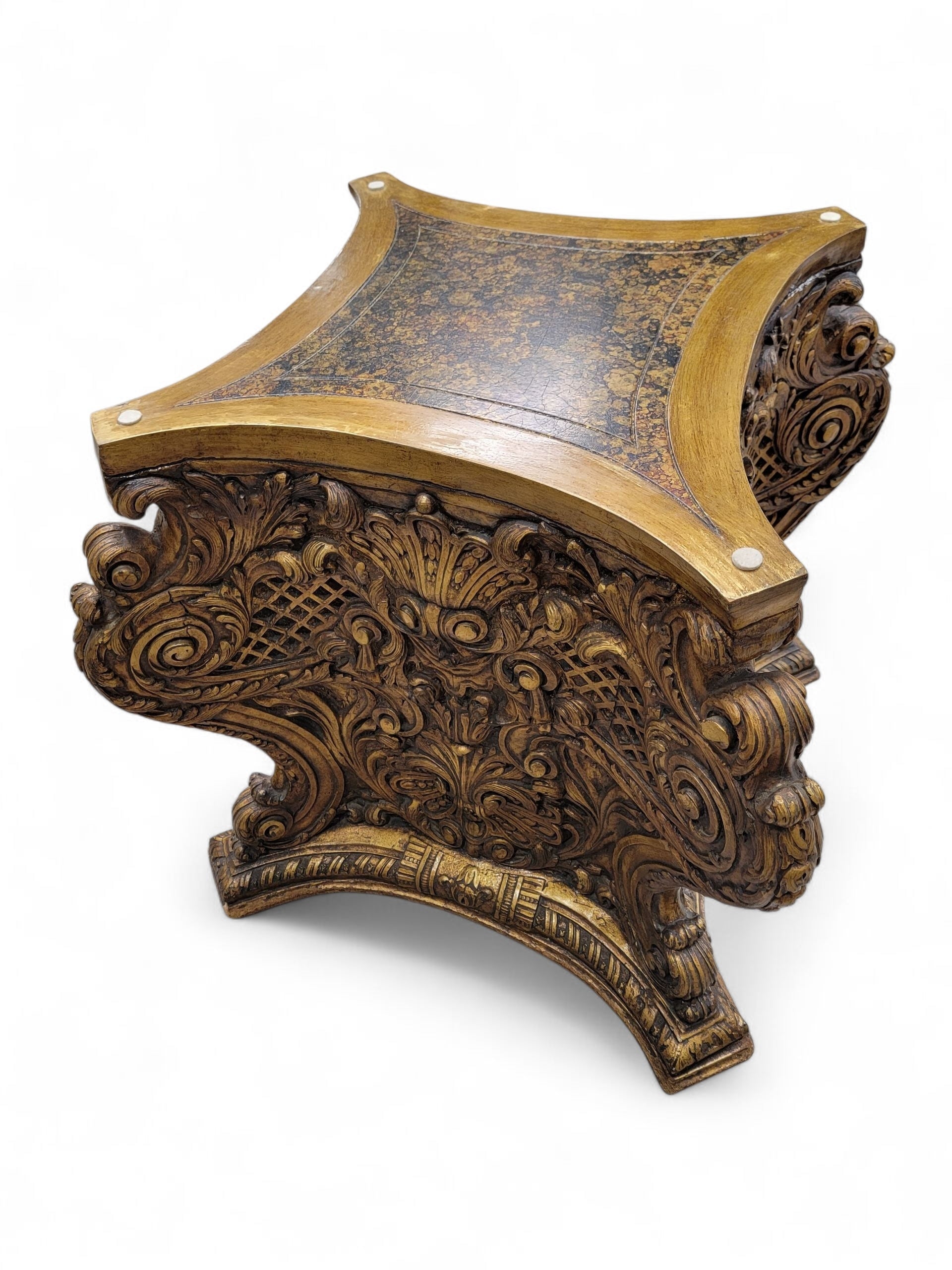 Antique Italian Architectural Carved Ornate Gilt Wood Base Dining/Center Table