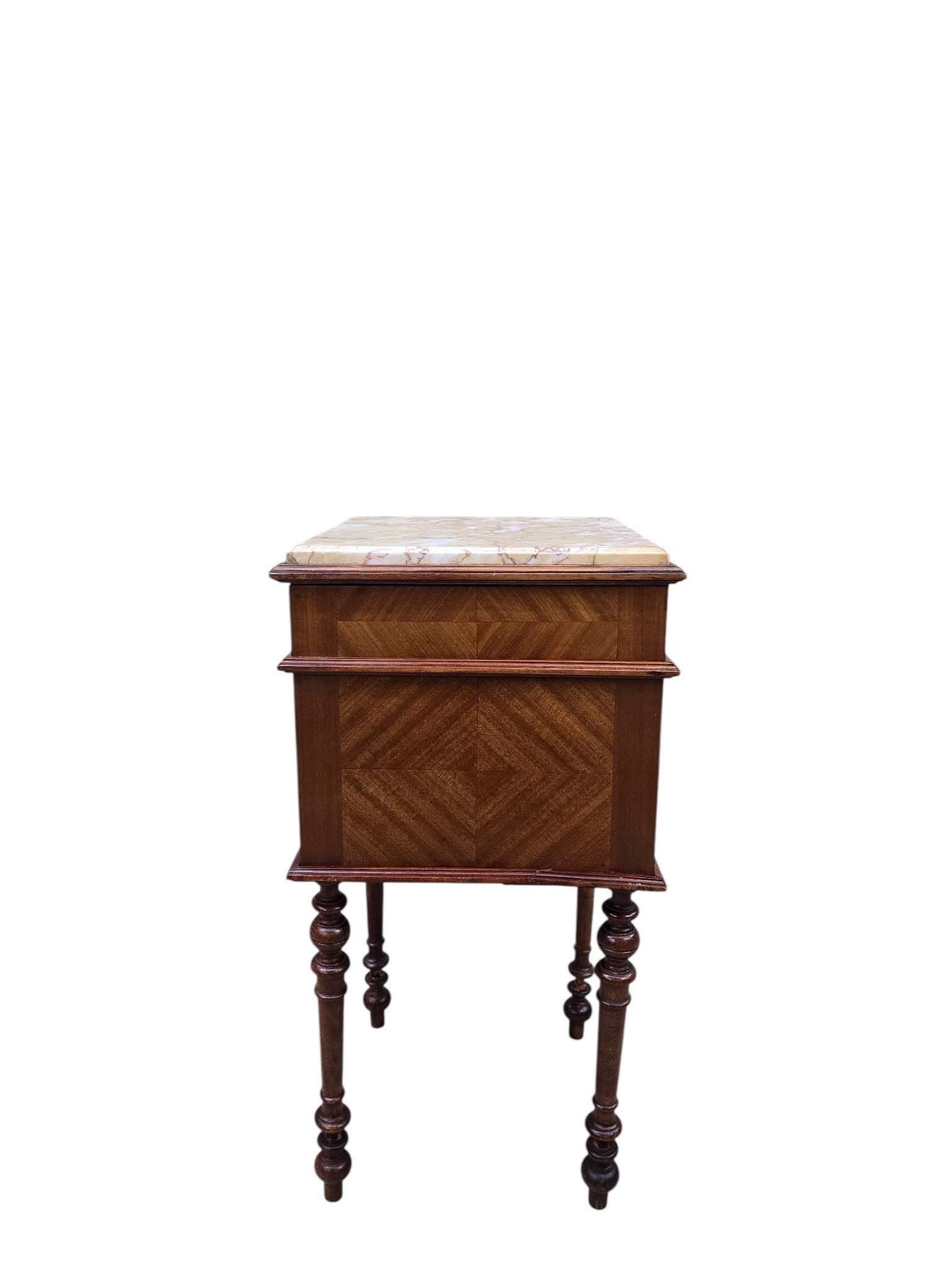 Antique French Carved Ornate Marble Top Smoking Storage Table