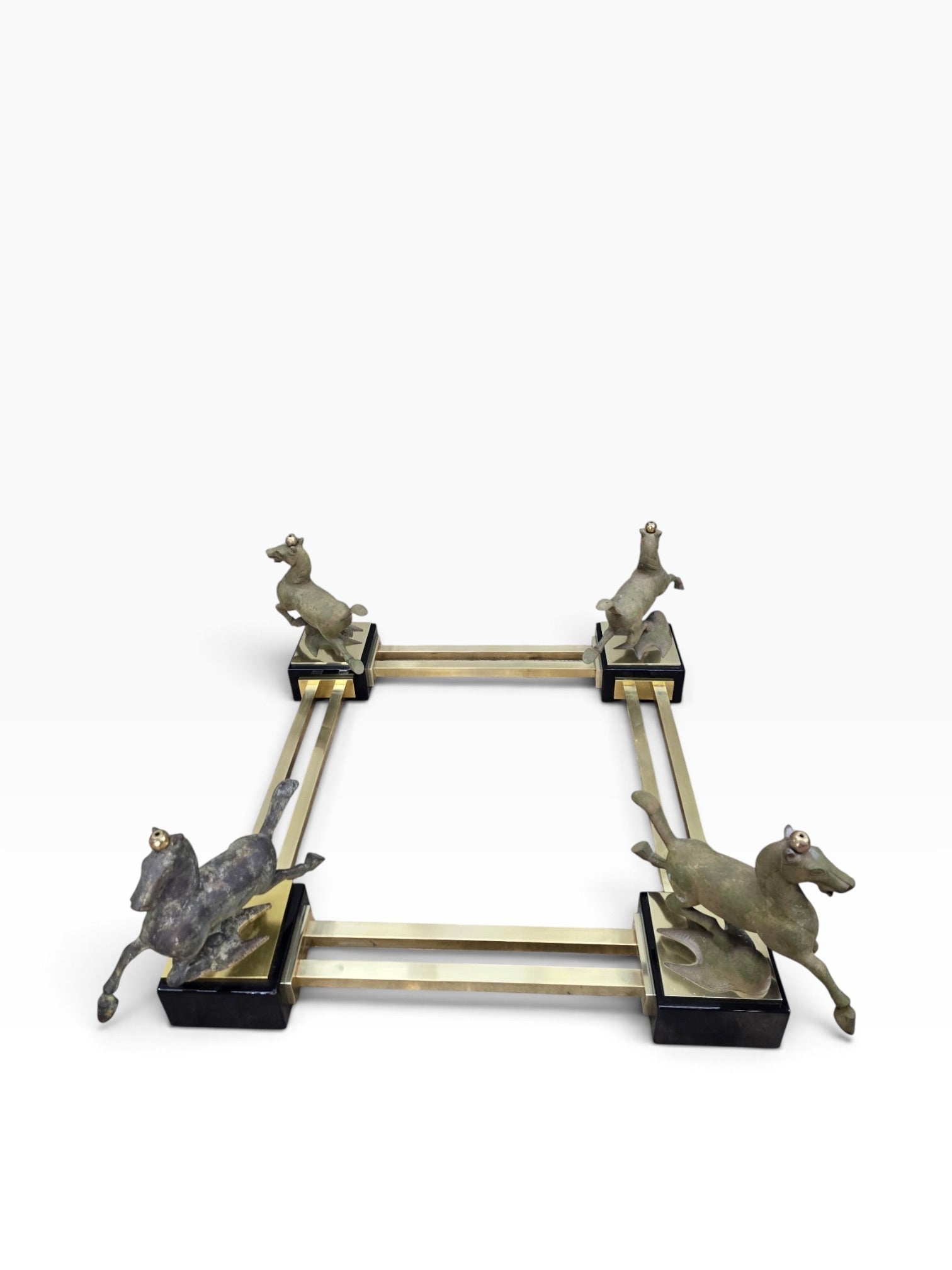 Maison Charles–Style Flying Horse of Gansu Glass-Top Cocktail Table