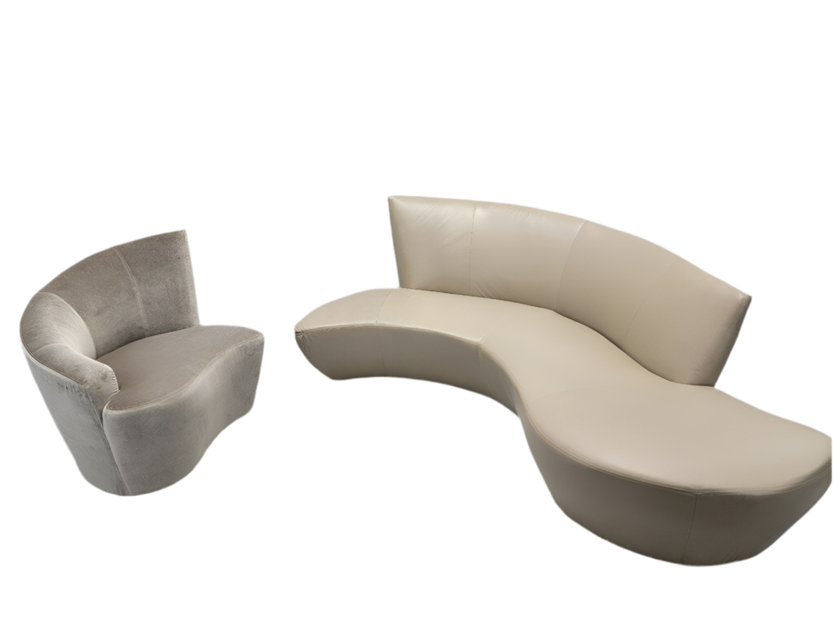 MCM Vladimir Kagan Serpentine Bilbao Sofa Newly Upholstered in Leather