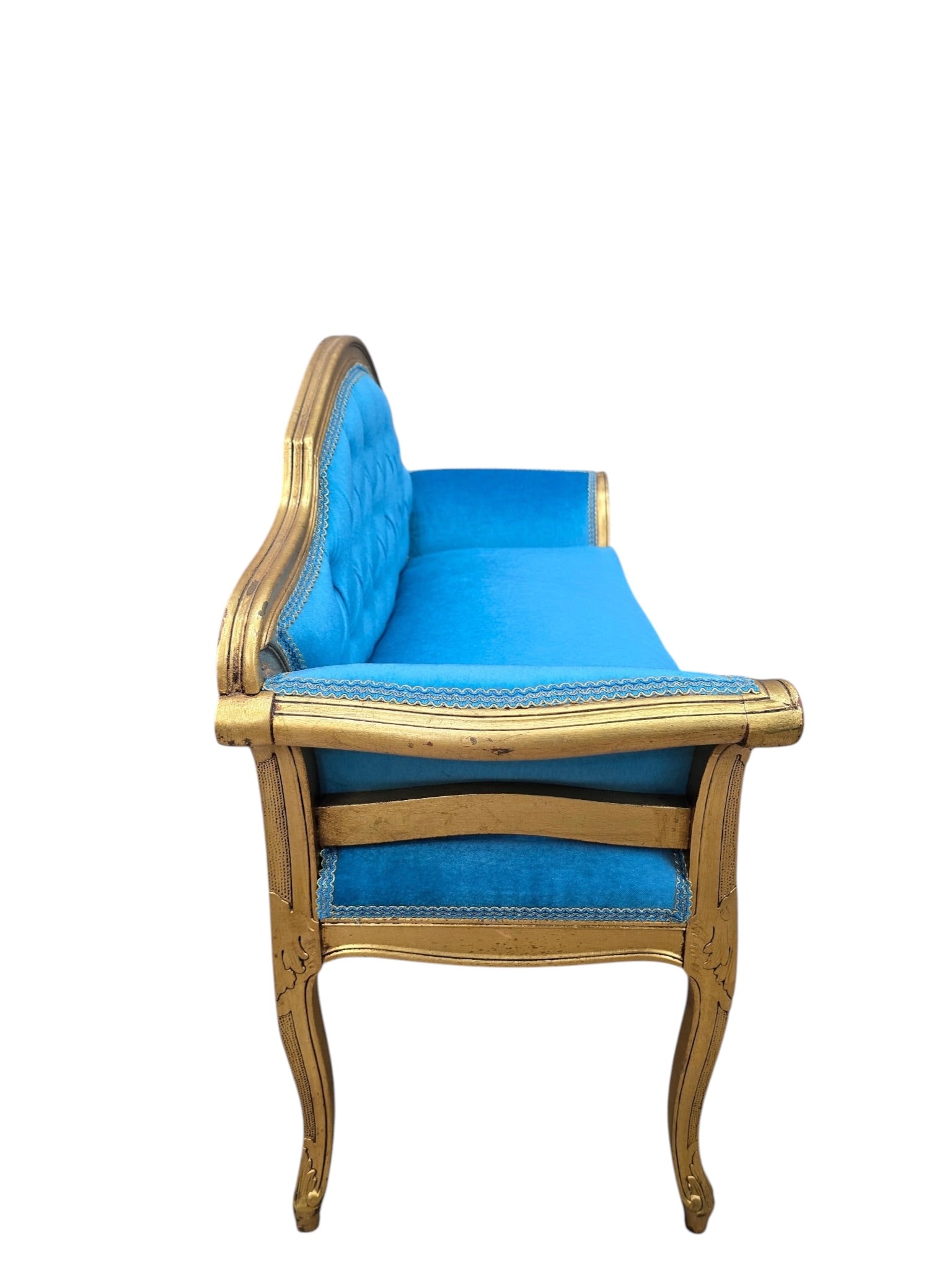 Antique French Tufted Petite Bench Newly Reupholstered