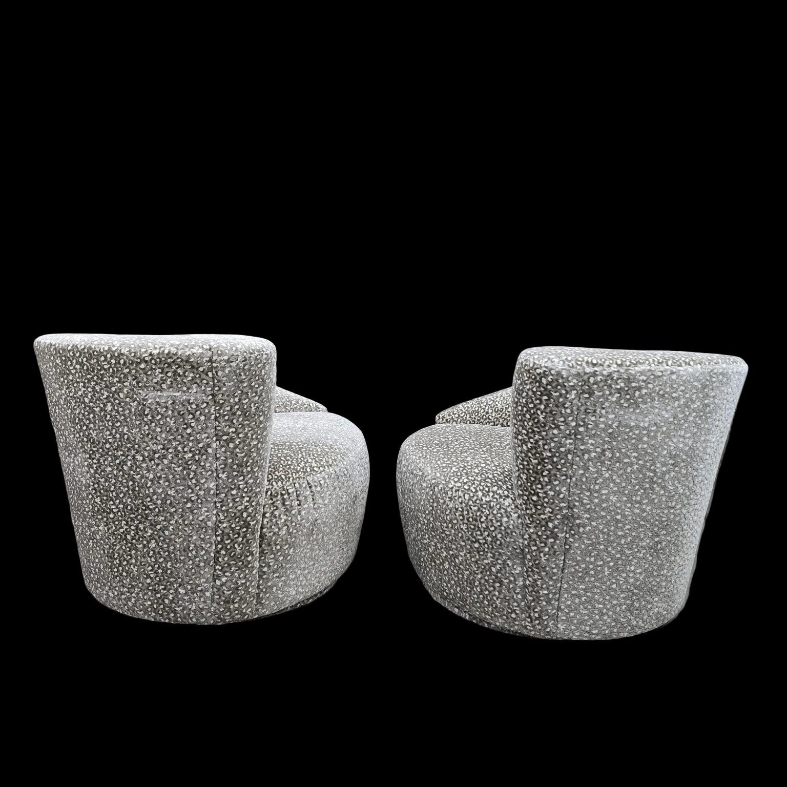 MCM Vladimir Kagan Nautilus Asymmetrical Swivel Lounge Chairs - Pair