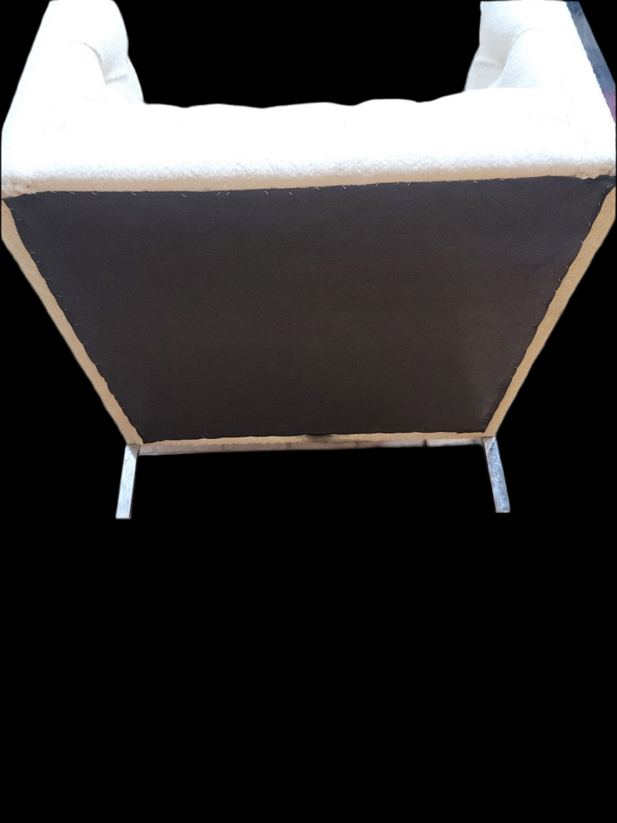 Mid Century Modern Milo Baughman Chrome Frame Cube Lounge Chair Newly Reupholstered