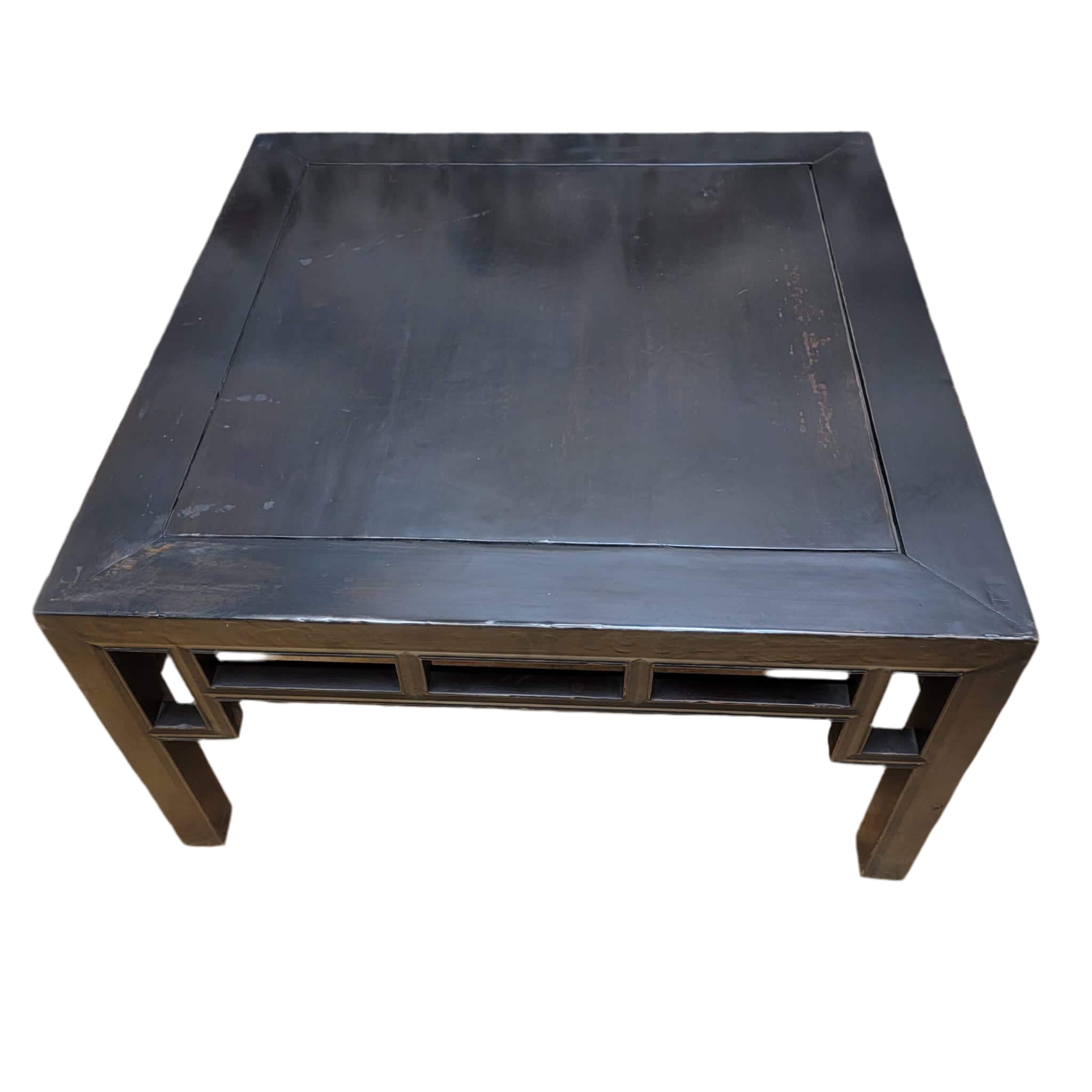 Vintage Shanxi Province Elm Coffee Table with Carved Apron