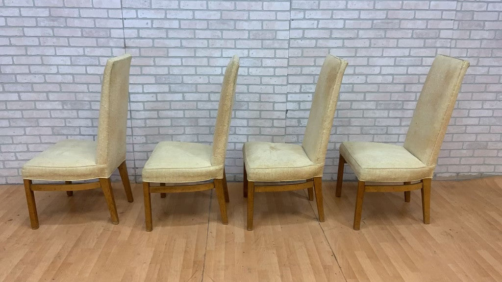 Mid Century Modern Drexel Heritage Campaign Style High Back Walnut Dining Chairs - Set of 4