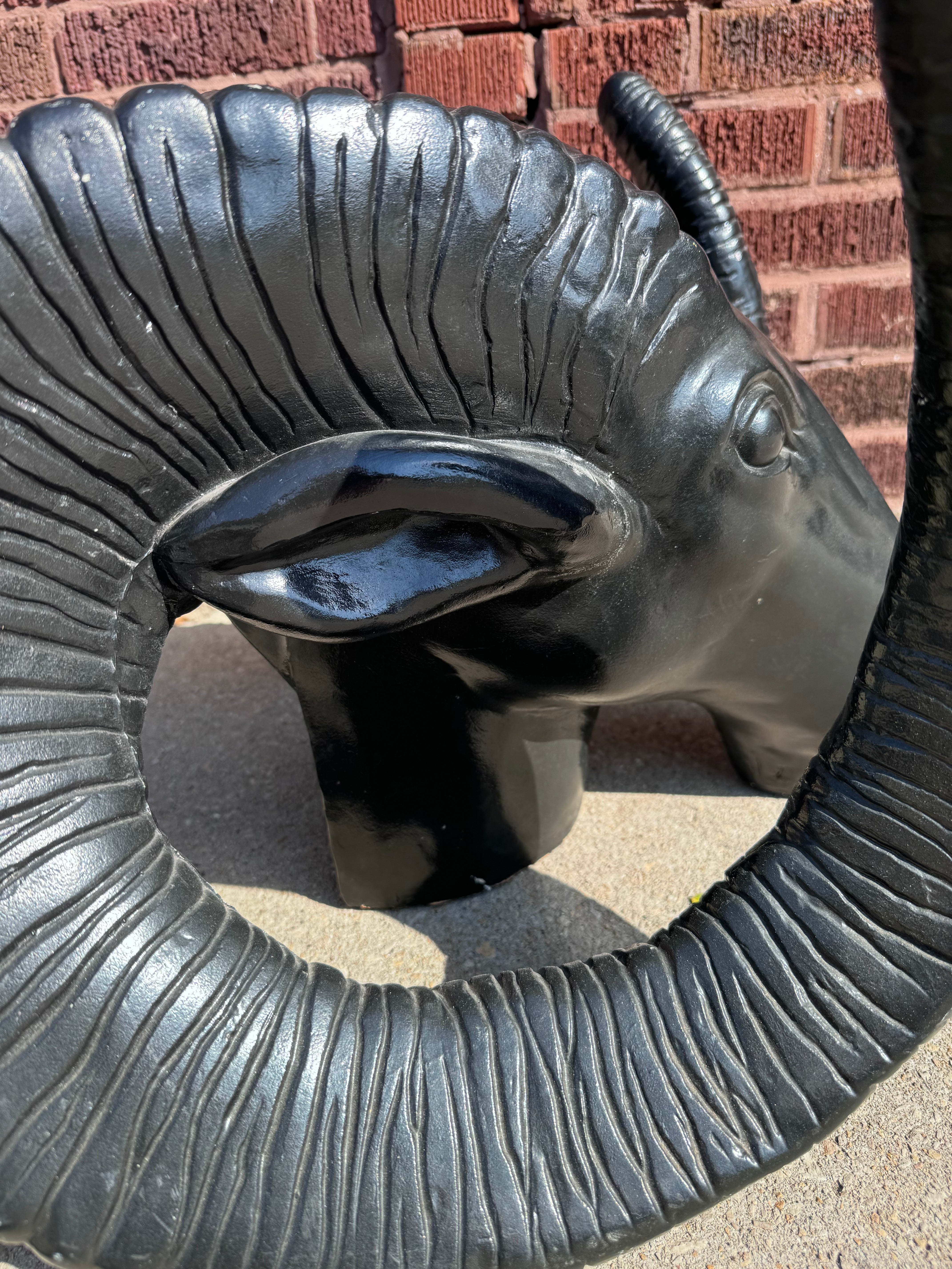 Vintage Black Rams Head Sculpture