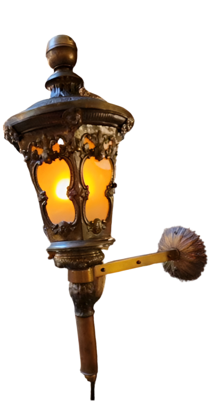 Antique Wall Mounted Hammered Brass Electrified Indoor/Outdoor Lantern
