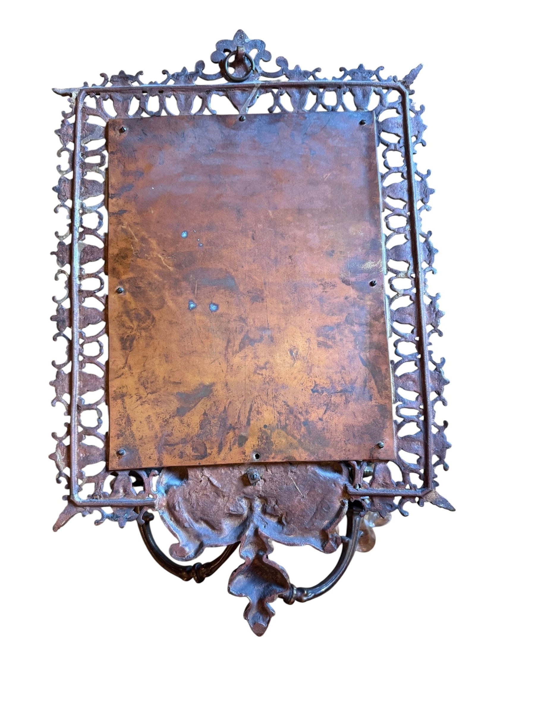 Antique Victorian Devil Fantasy Style Ornate Figural Beveled Mirror Candle Sconces