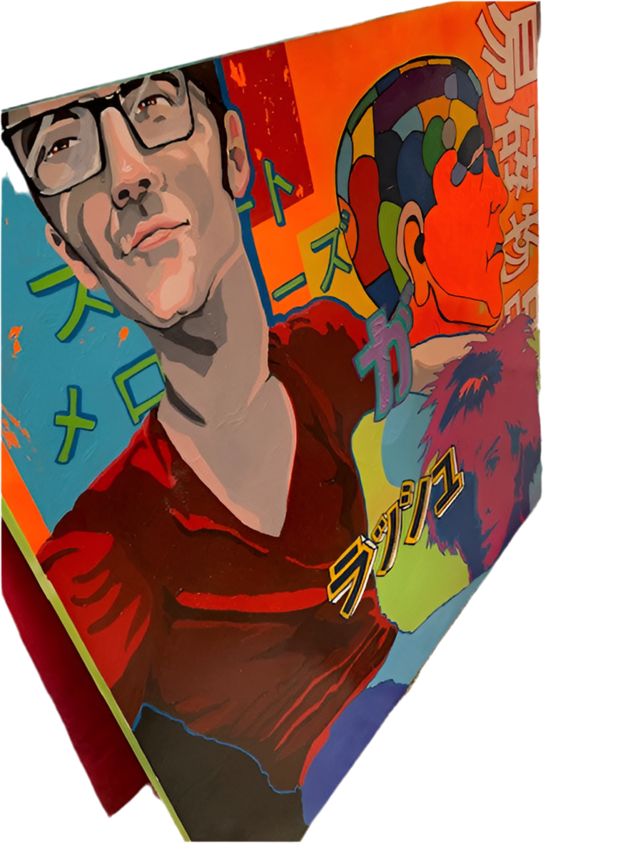 Retro Original Pop Art Illustration Acrylic on Canvas by Jeff Lassiter