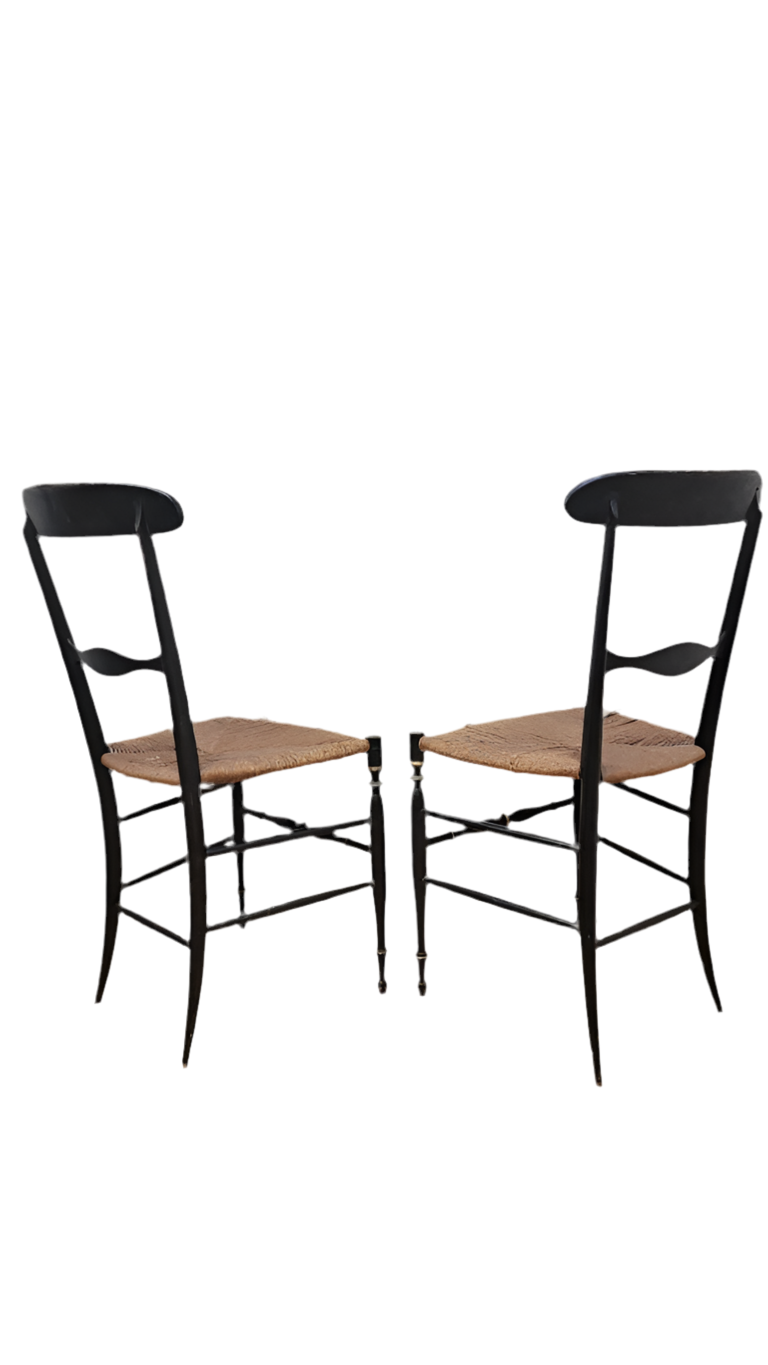 Antique Italian Walnut Side Chairs by Fratelli Levaggi & Giuseppe Gaetano Descalzi - Pair