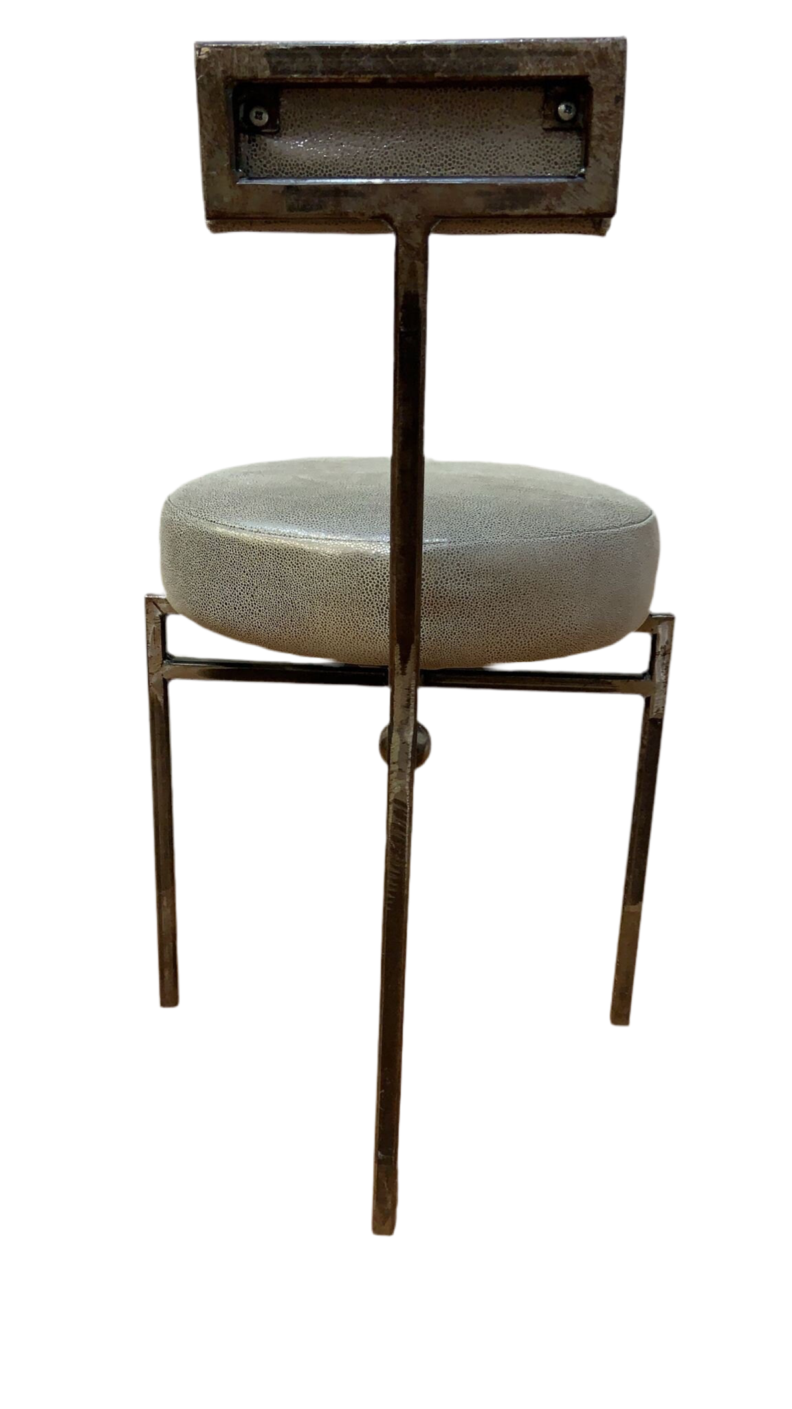 Vintage Modernist Forged Iron Accent Chair Newly Reupholstered