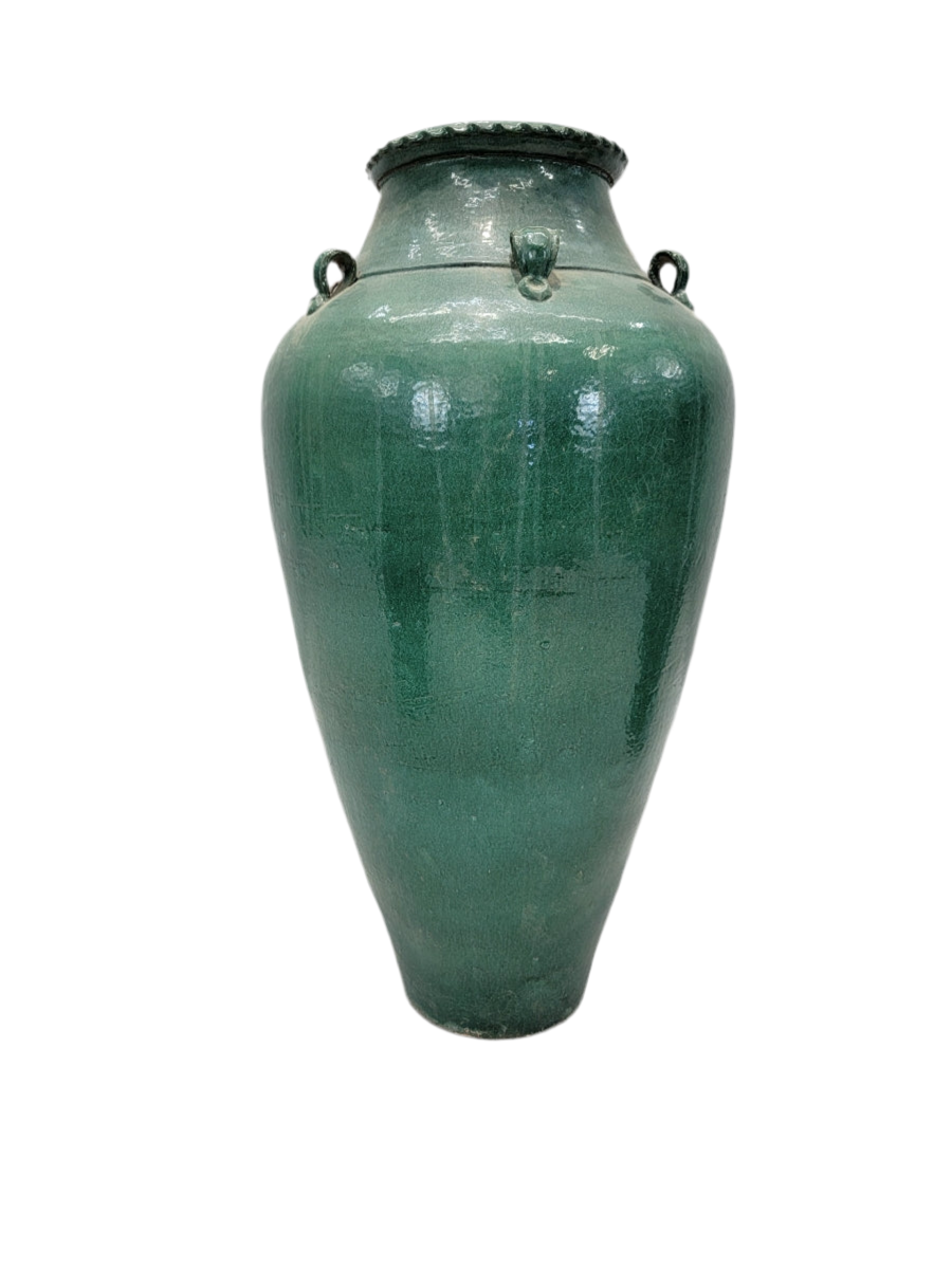 Antique Stoneware Green-Glazed Mataban Jar Vase