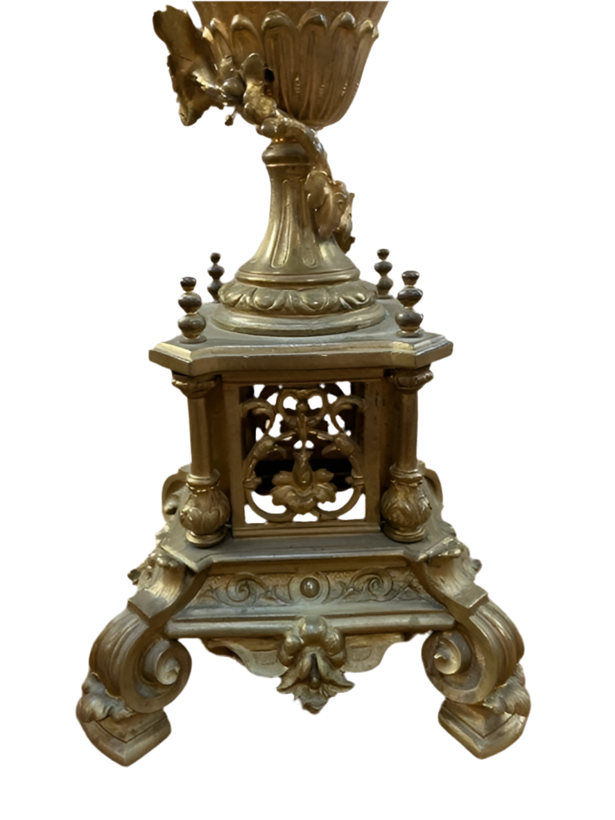 Antique Art Nouveau Mantle Clock and Candelabras - Garniture Set