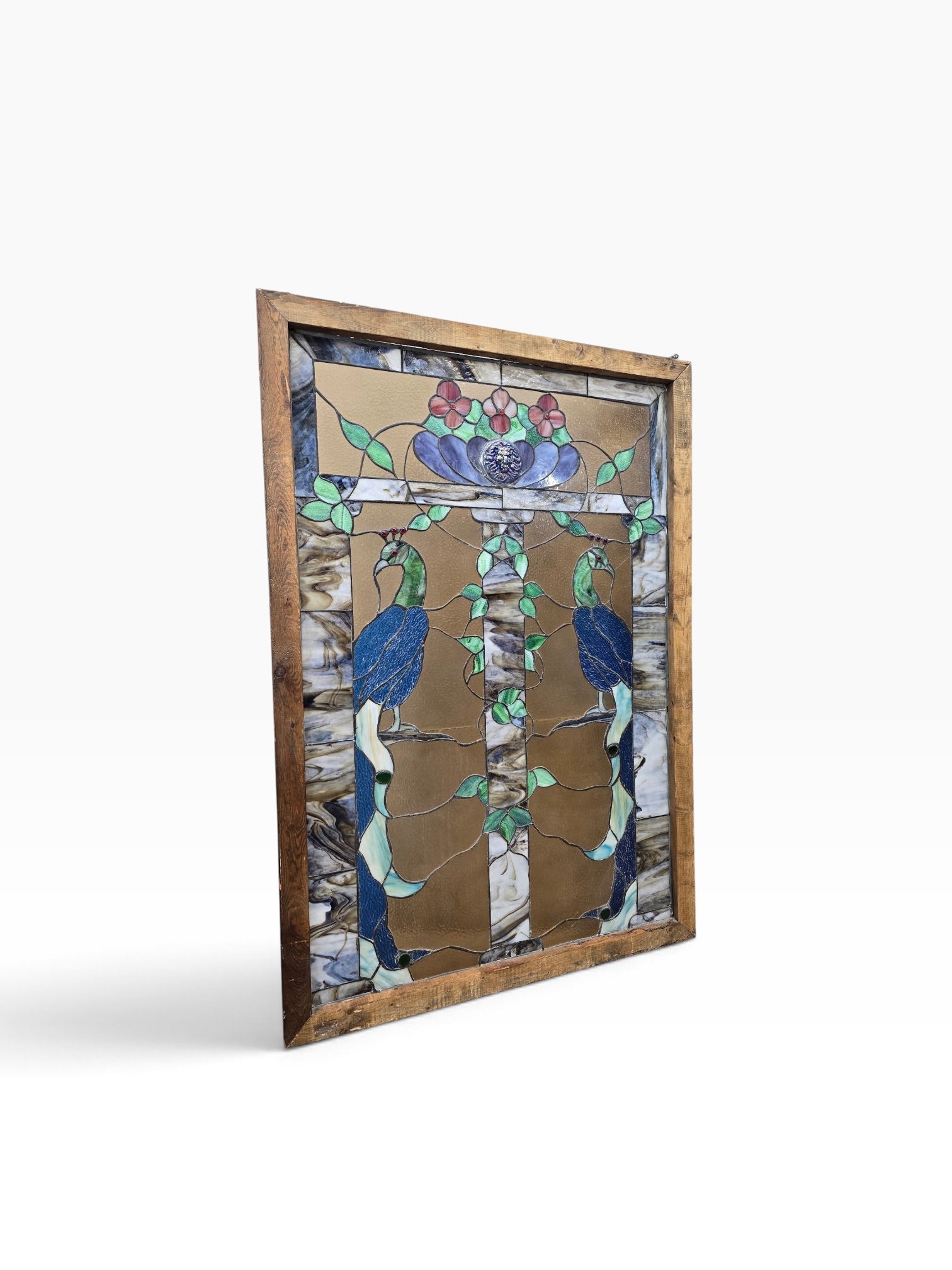 Peacock Design Stained Glass Window