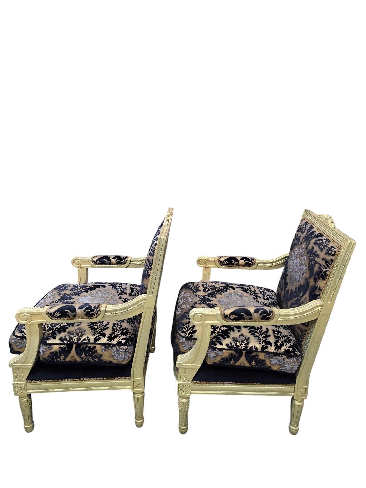 Antique Louis XVI Style Chairs Newly Reupholstered - Pair
