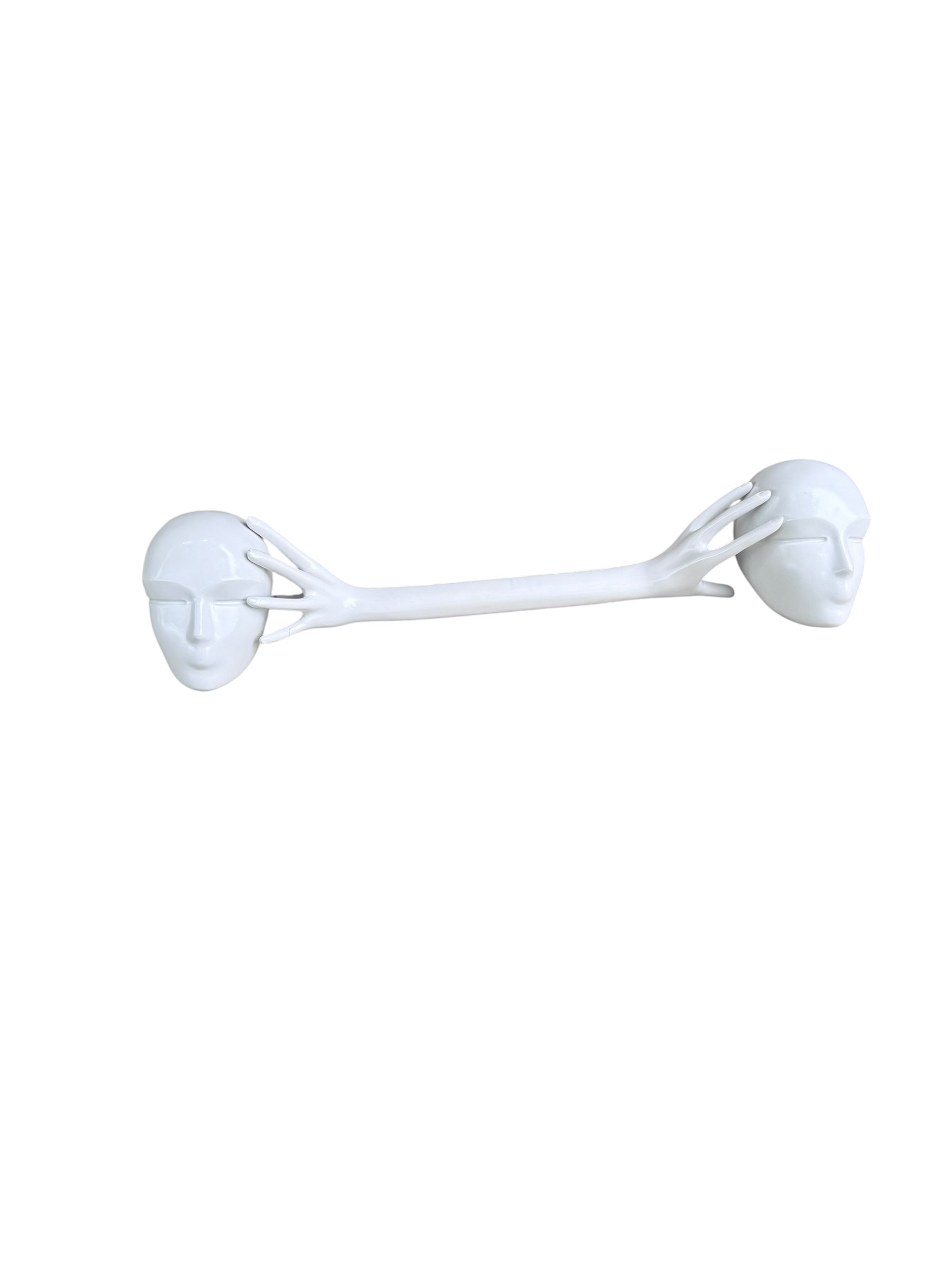 Vintage Postmodern White 'Head In Hand' Abstract Sculpture