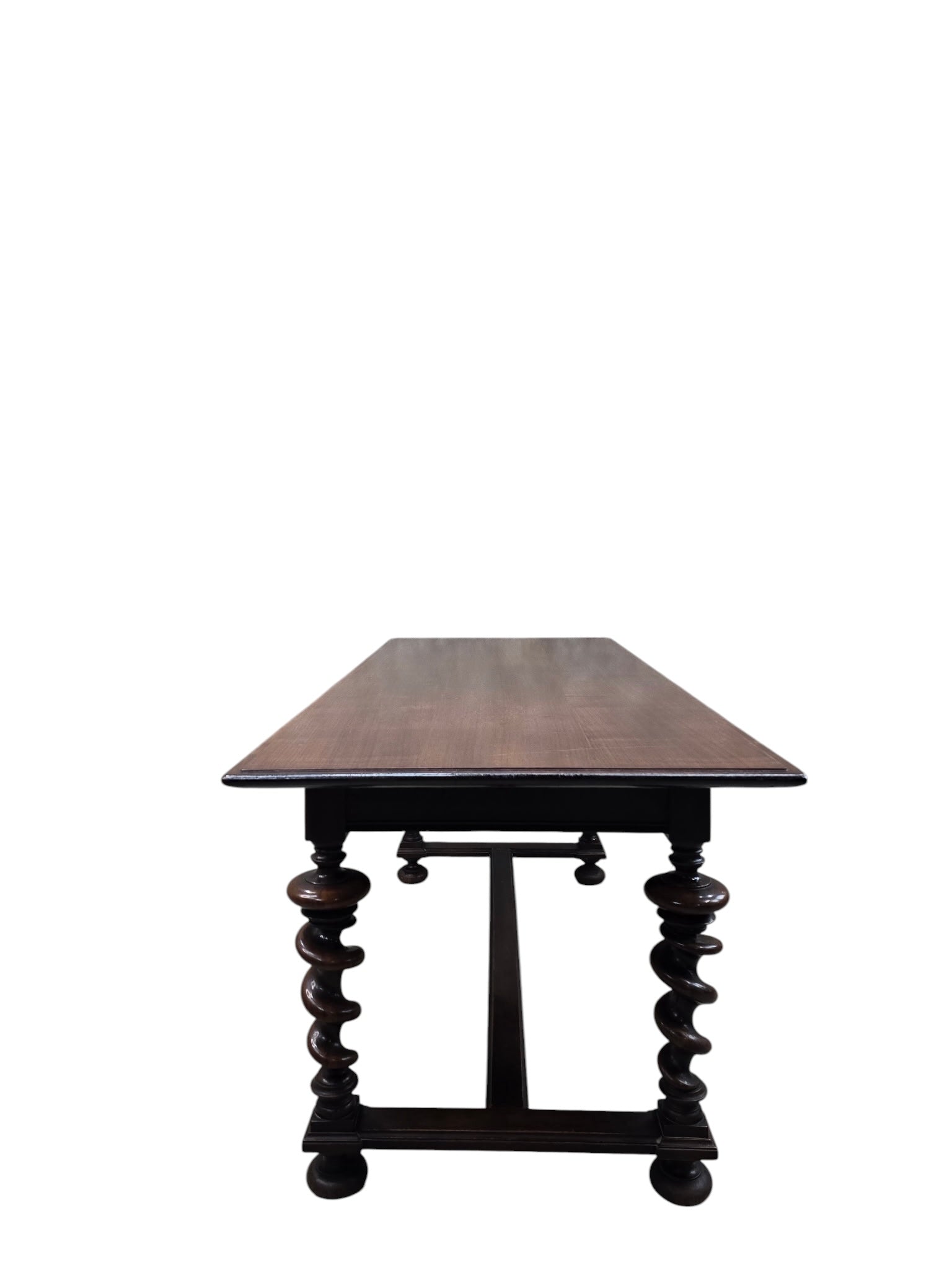 Antique Jacobean Revival Style Barley Twist Desk with High Back Chair