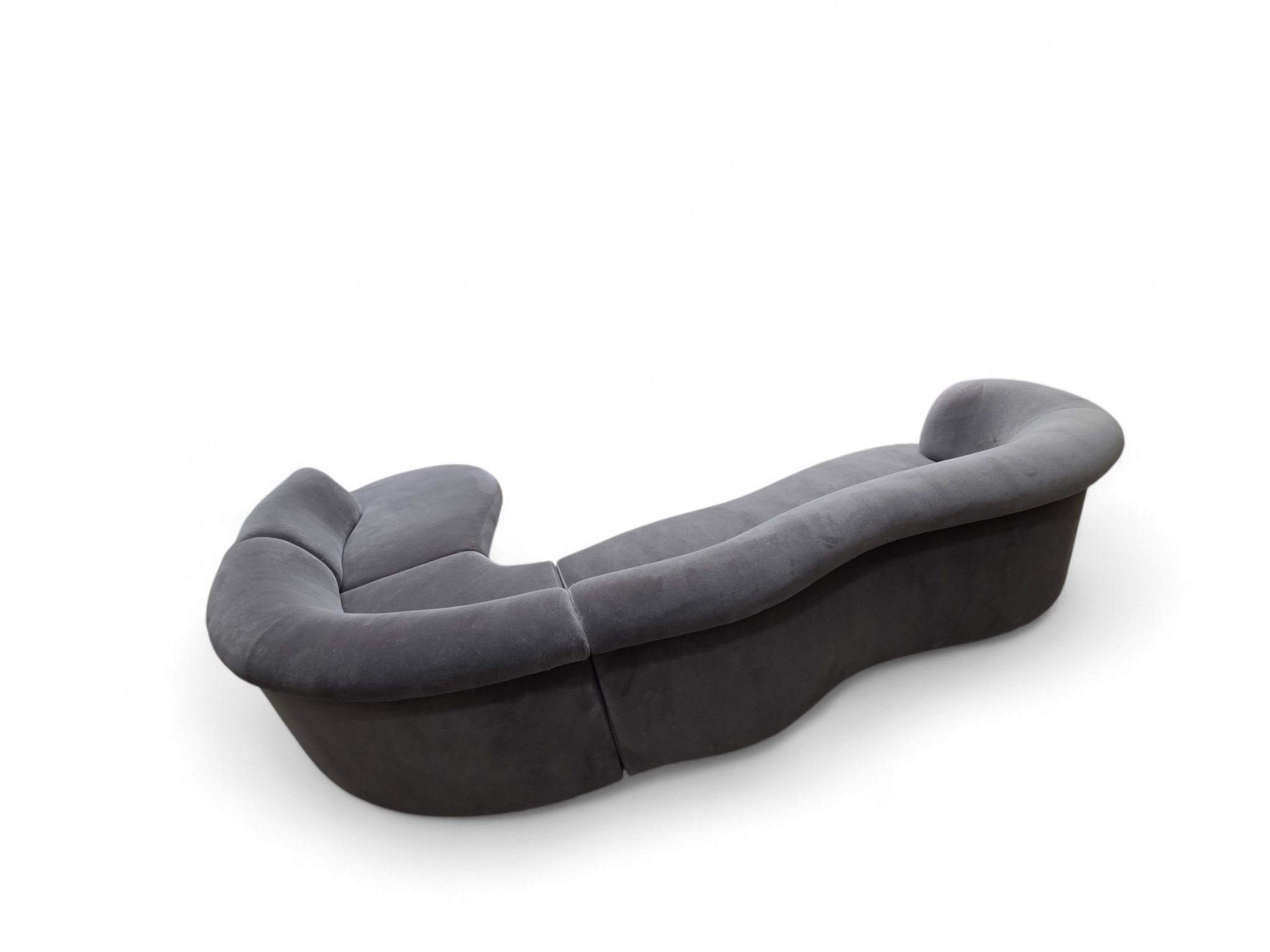 Postmodern Vladimir Kagan Style Serpentine Sectional Sofa Newly Reupholstered