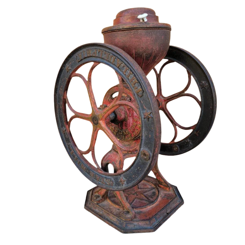 Antique Red Cast Iron Star Mill Co. Philadelphia No. 7 Coffee Grinder
