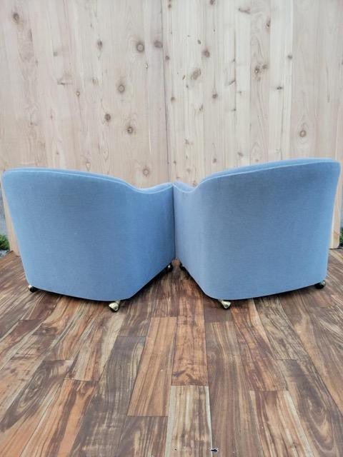 Mid Century Modern Barrel Back Club Chairs by Kroehler Newly Upholstered  - Pair