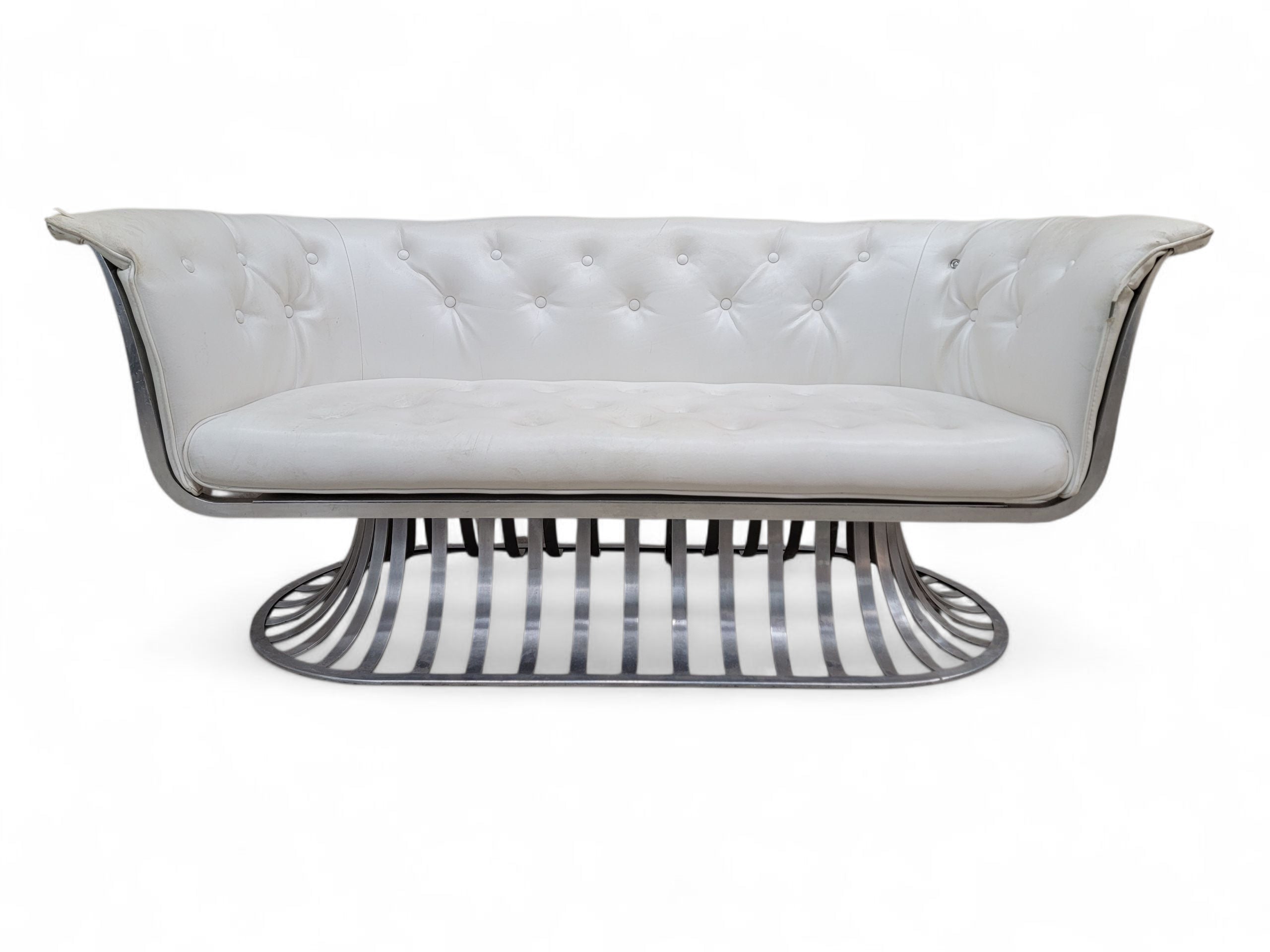 Mid Century Modern Russel Woodard Extruded Aluminum Indoor/Outdoor 5 Piece Parlor Set for Reupholstery