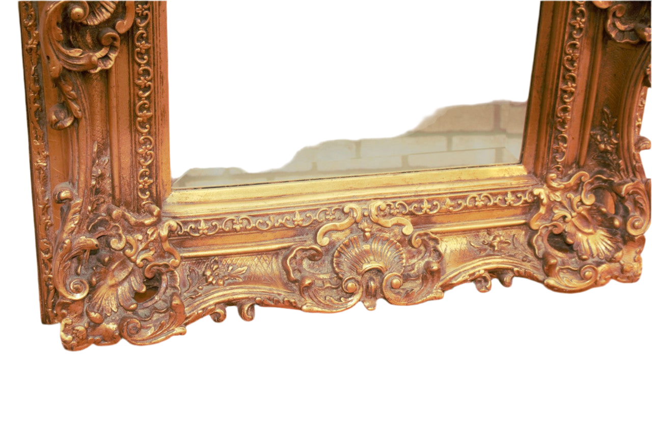 Antique Rococo Style Ornate Gold Gilded Wall Mirror